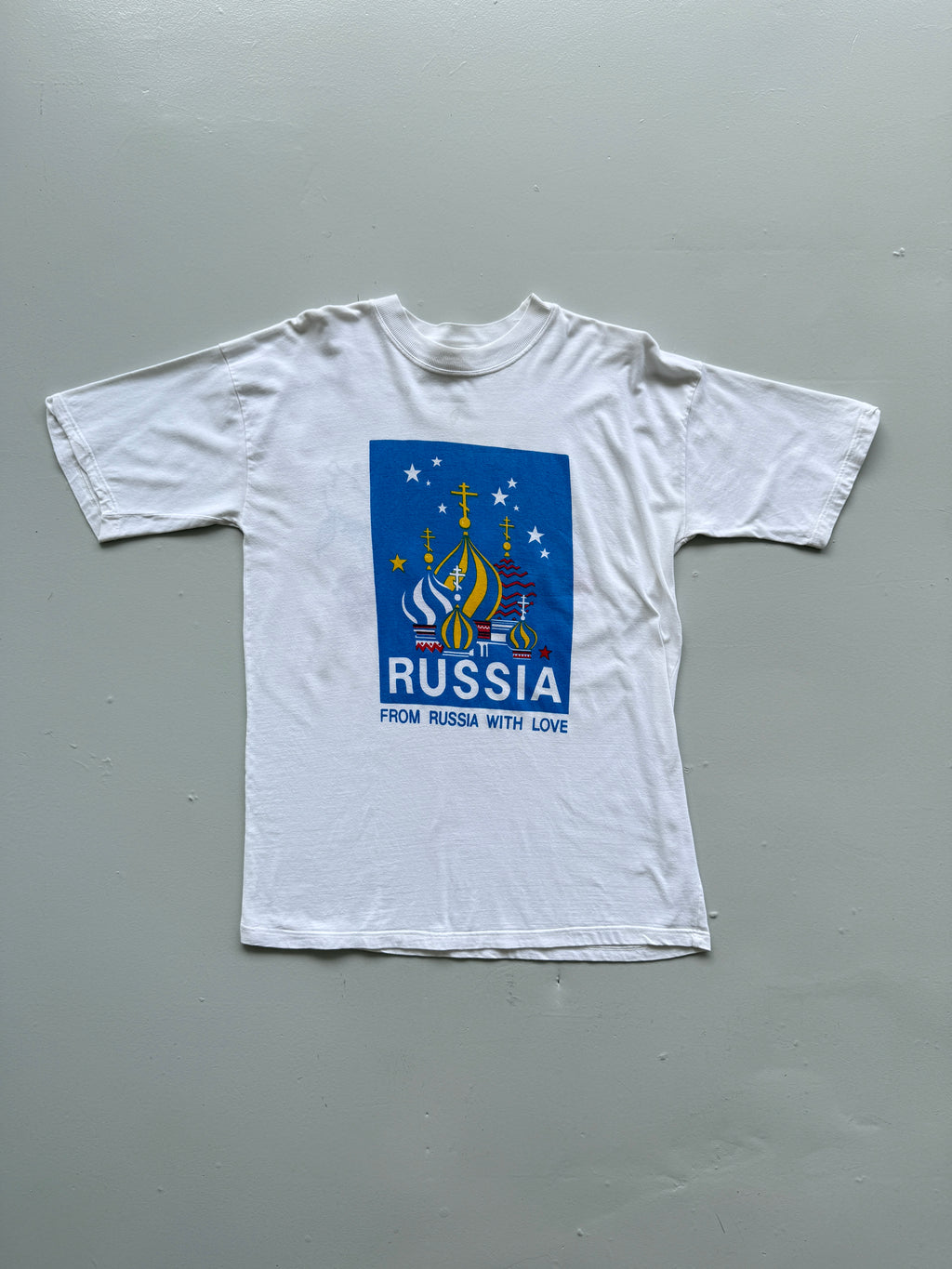 White 'From Russia with Love' 90's Vintage Graphic Tourist T-Shirt - Large