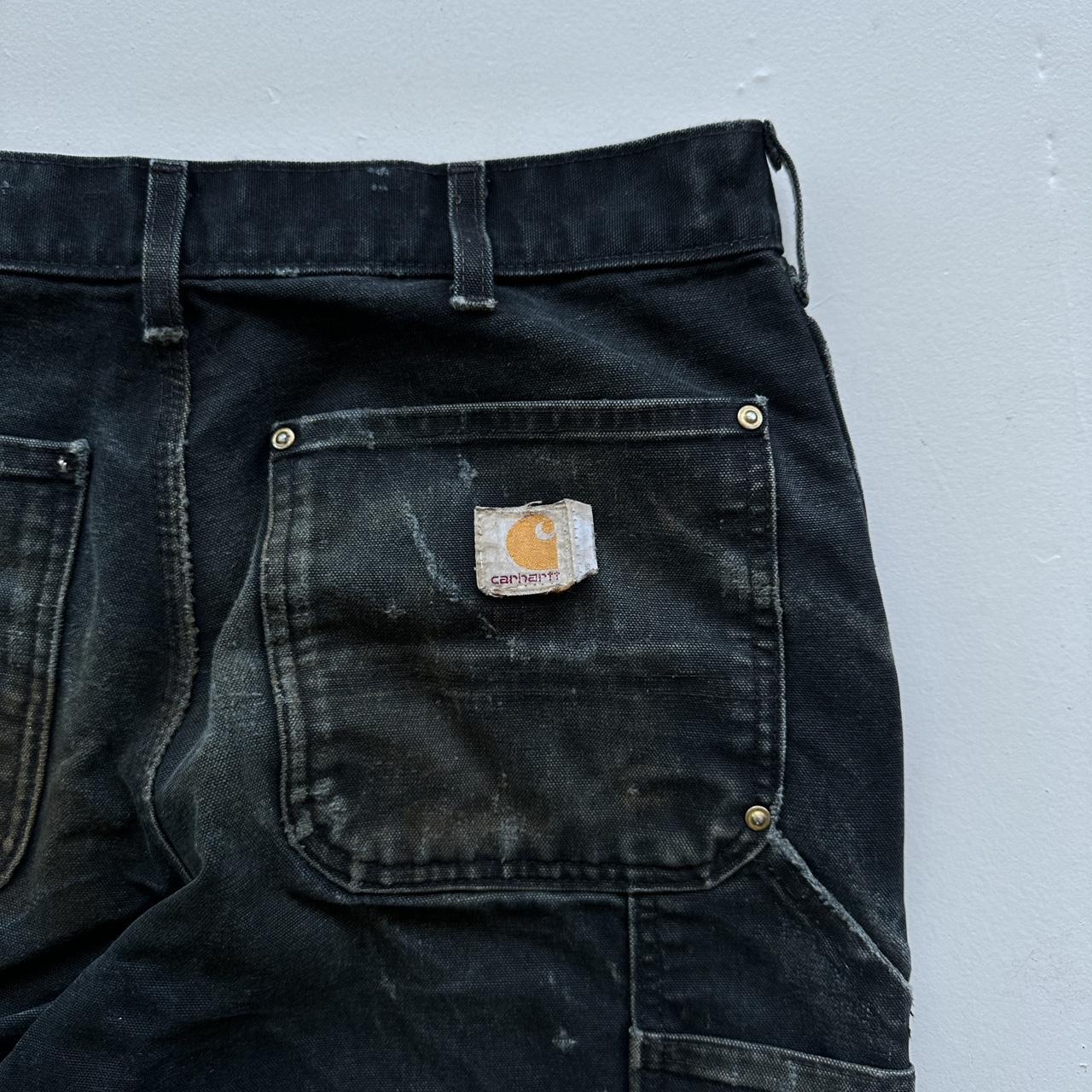 Carhartt Black Canvas Vintage Thrashed Heavily Worn Double Knee Pants - 30 x 30