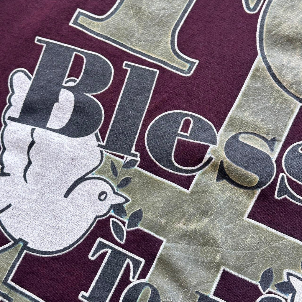 Burgundy Over-dyed Religious Slogan Vintage 90's T-shirt - Large
