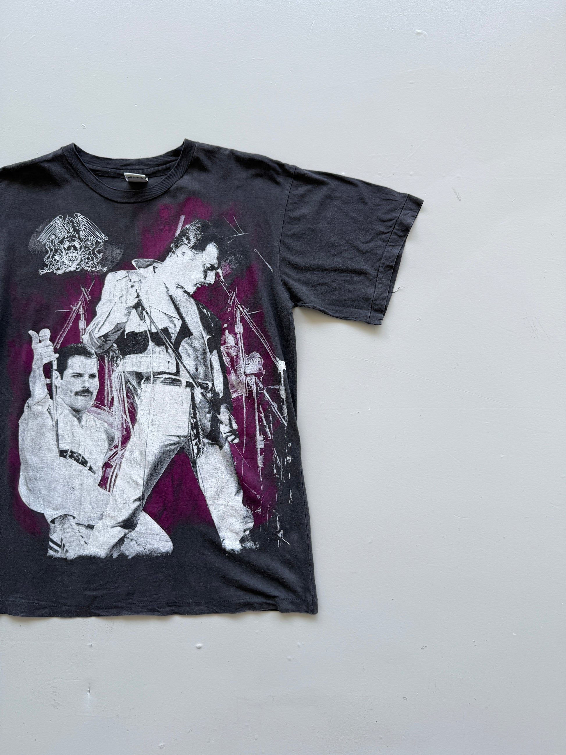 Grey Freddie Mercury Queen 90s Vintage Single Stitch Graphic Band T-Shirt -Large