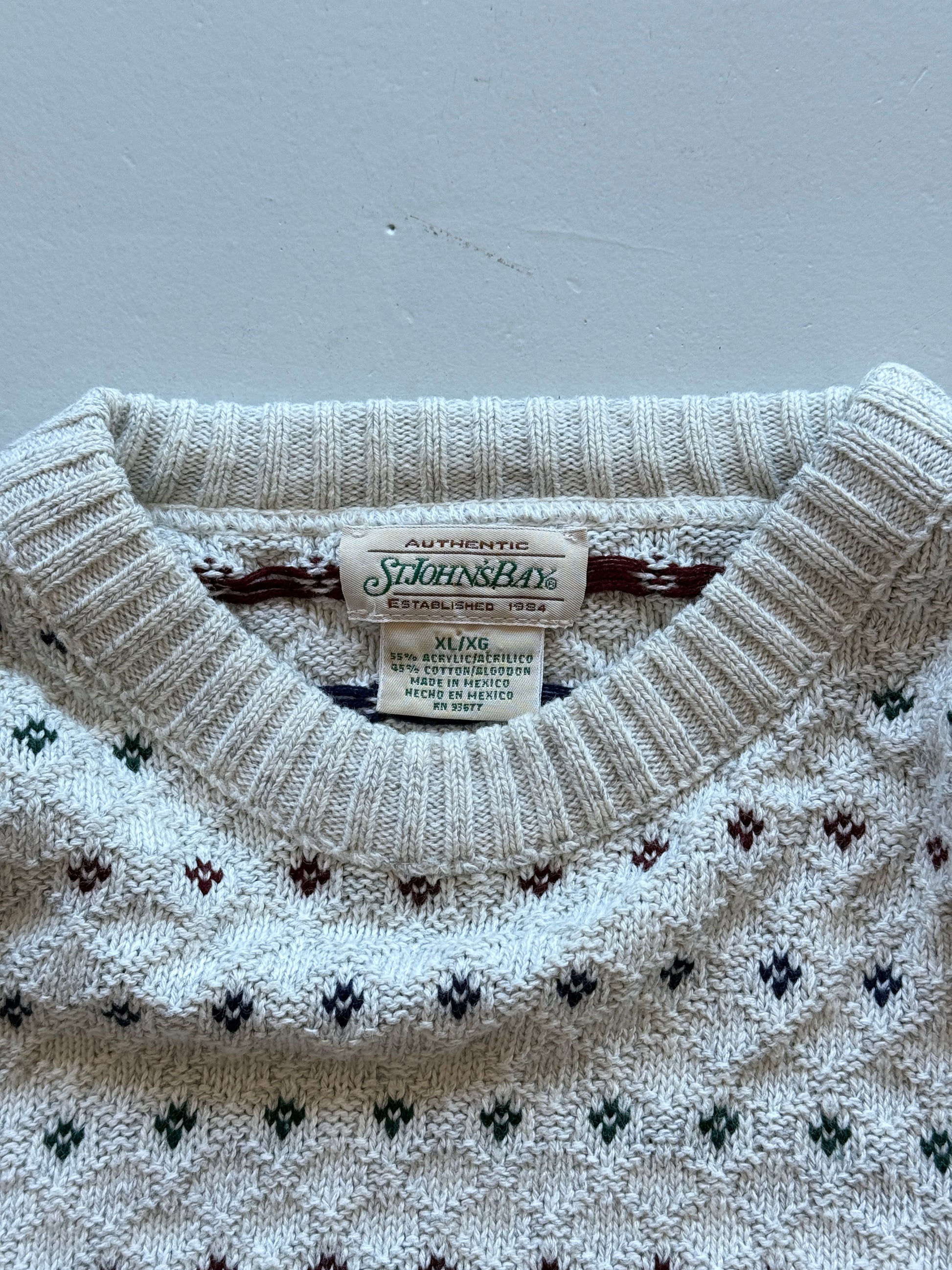 Cream St. John's Bay Knitted Vintage 90's Jumper - XL