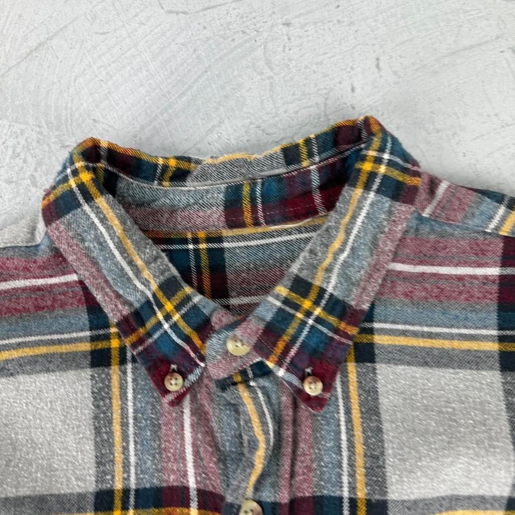 Burgundy and Grey 90s vintage Checkered Shirt - 2XL