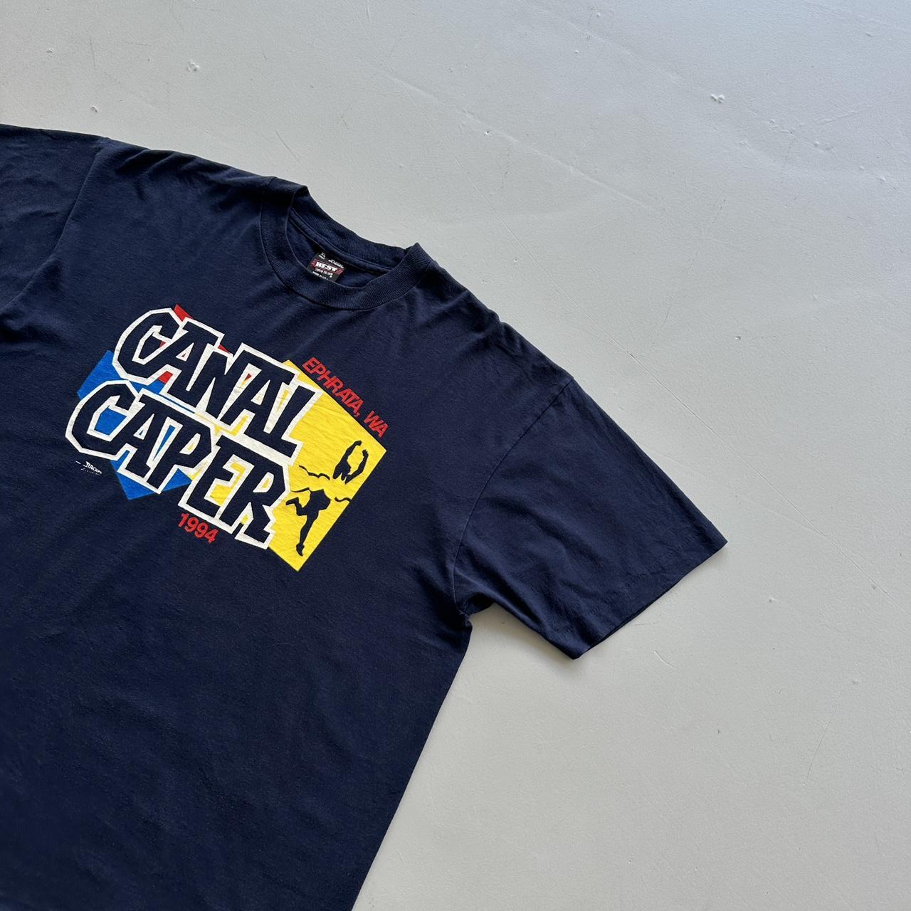 Navy Canal Running 90s Vintage T-shirt - XL