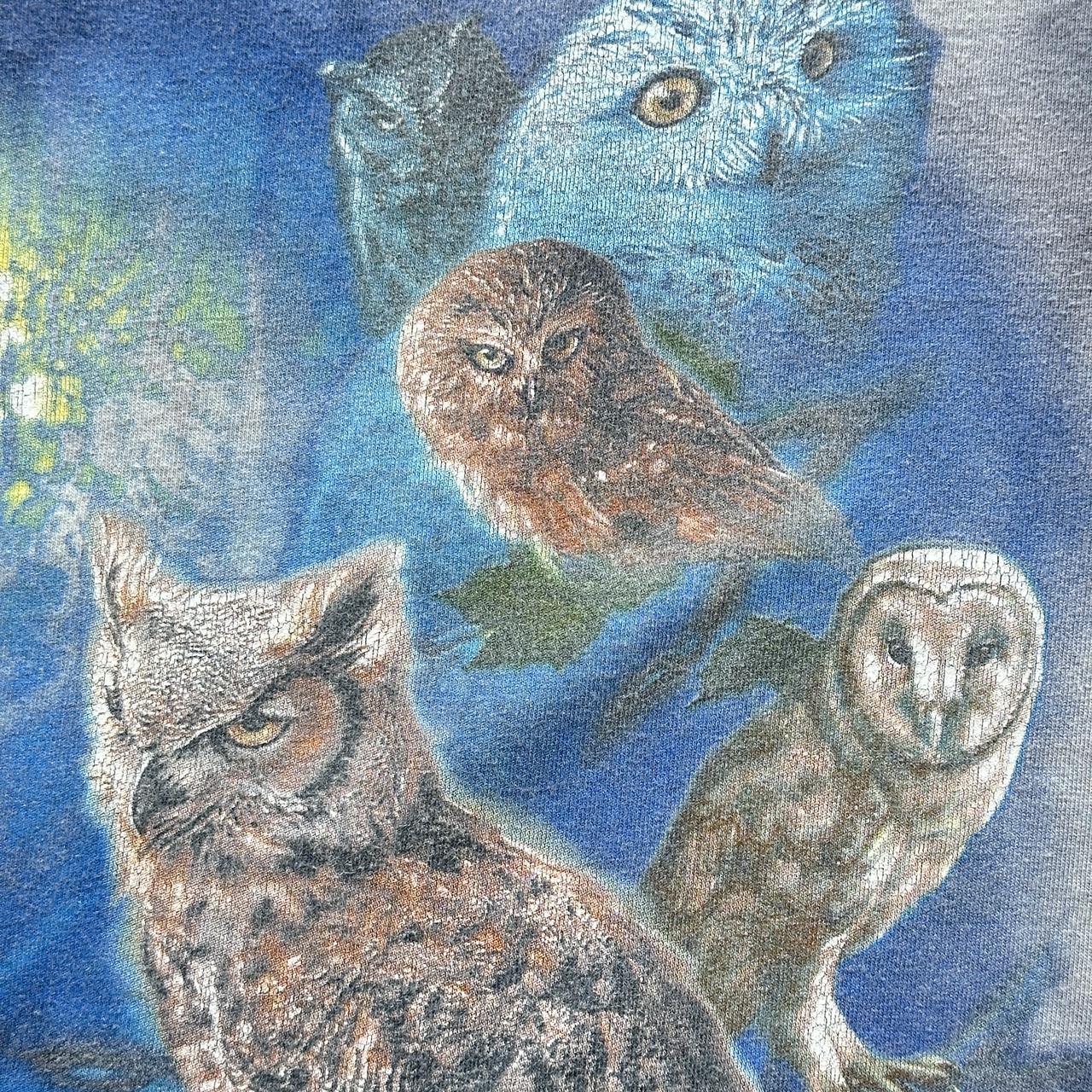 Grey Tie Dye Owls Vintage 90’s T-shirt - Large
