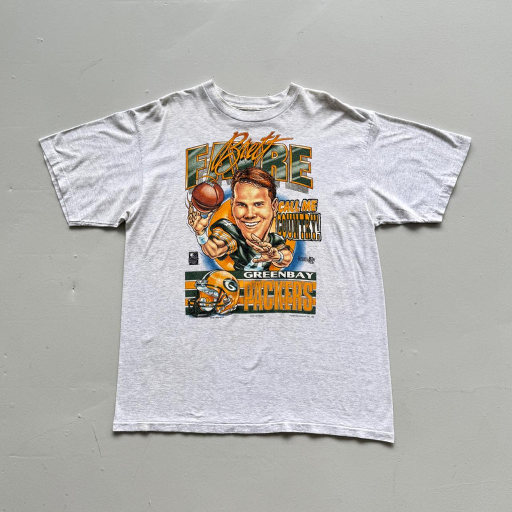 Grey Bret Favre Green Bay Packers 90s Vintage NFL T-Shirt - XL