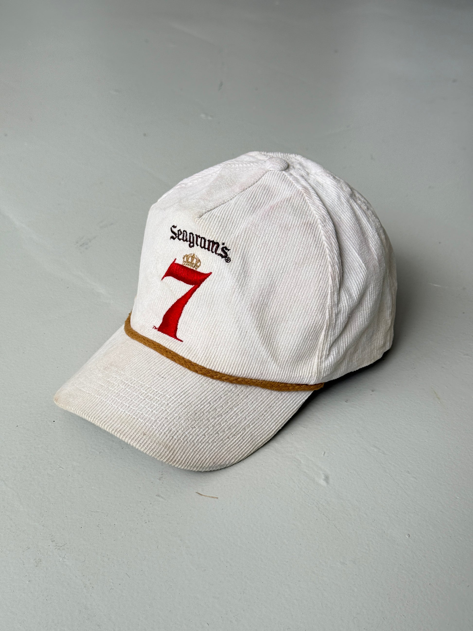 White Seagrams Vintage Corduroy SnapBack Trucker Cap