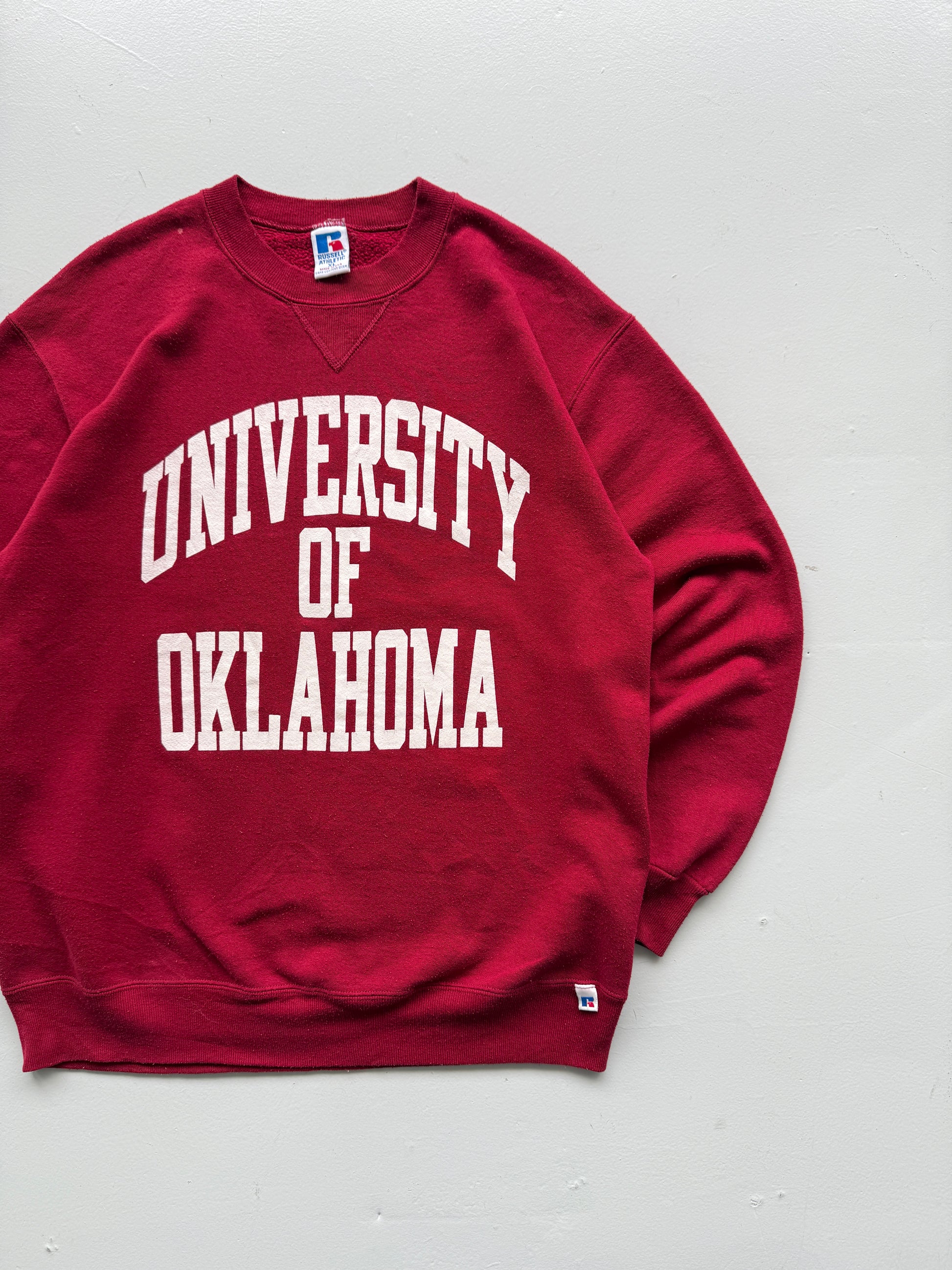 Red Collage Spell Out 90's Vintage Graphic Sweatshirt Jumper- Large