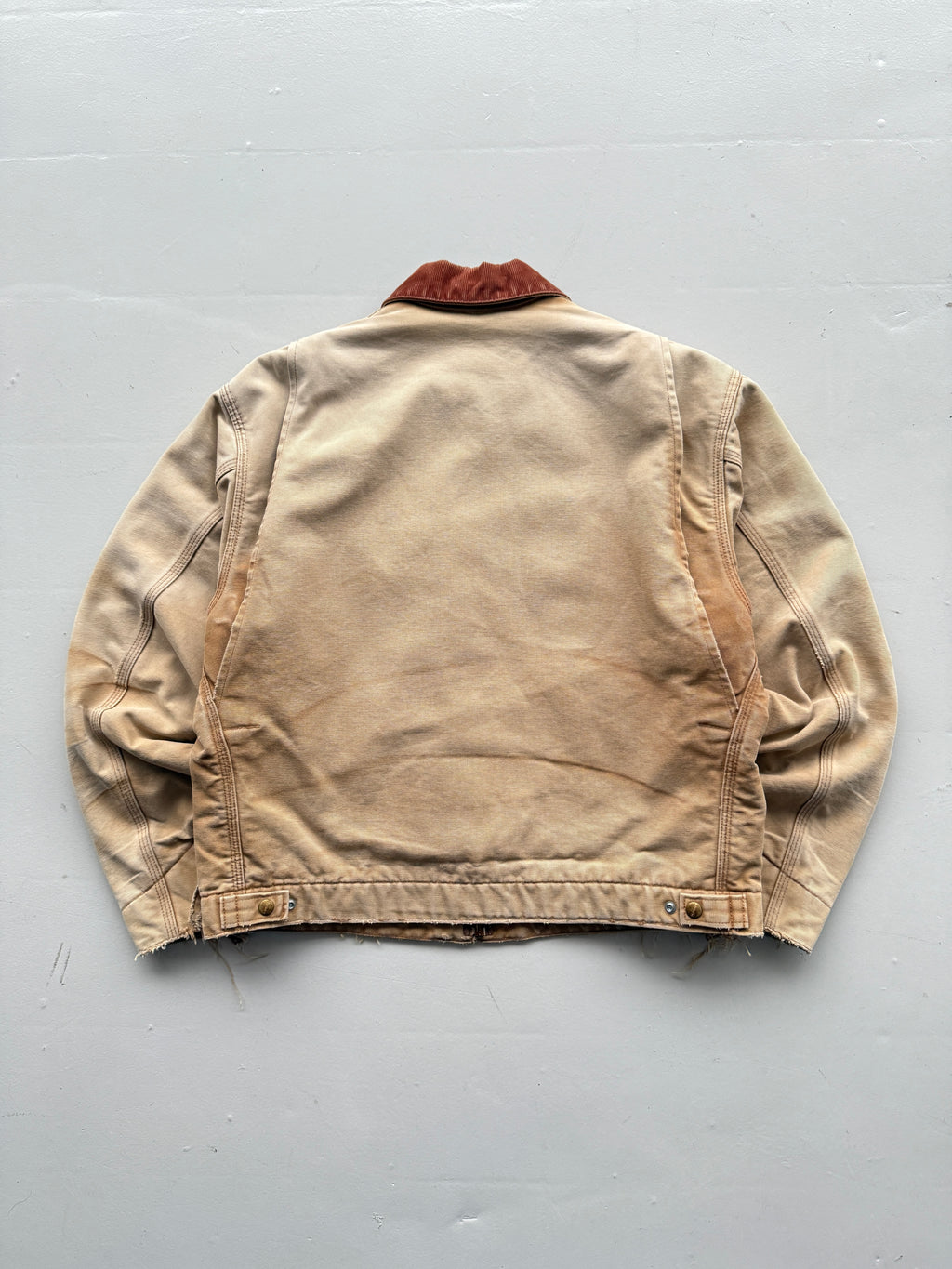 Faded Cream Carhartt 90's Vintage Thrashed  Detroit Jacket - Large