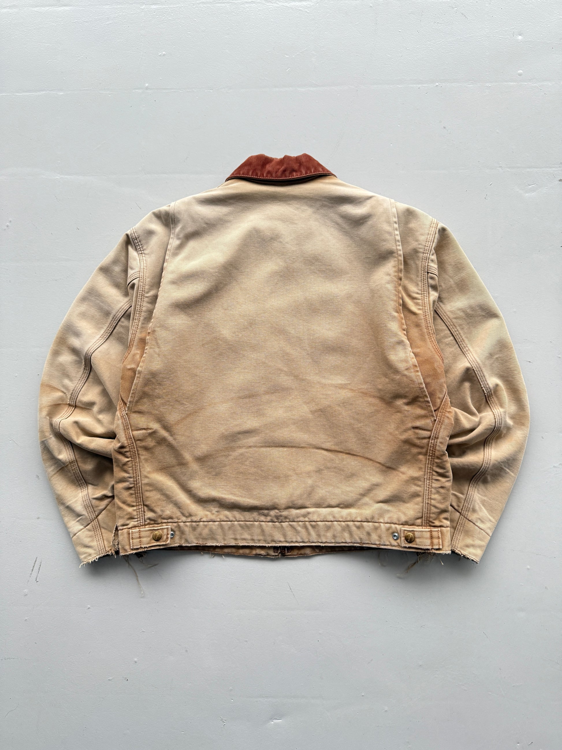Faded Cream Carhartt 90's Vintage Thrashed  Detroit Jacket - Large