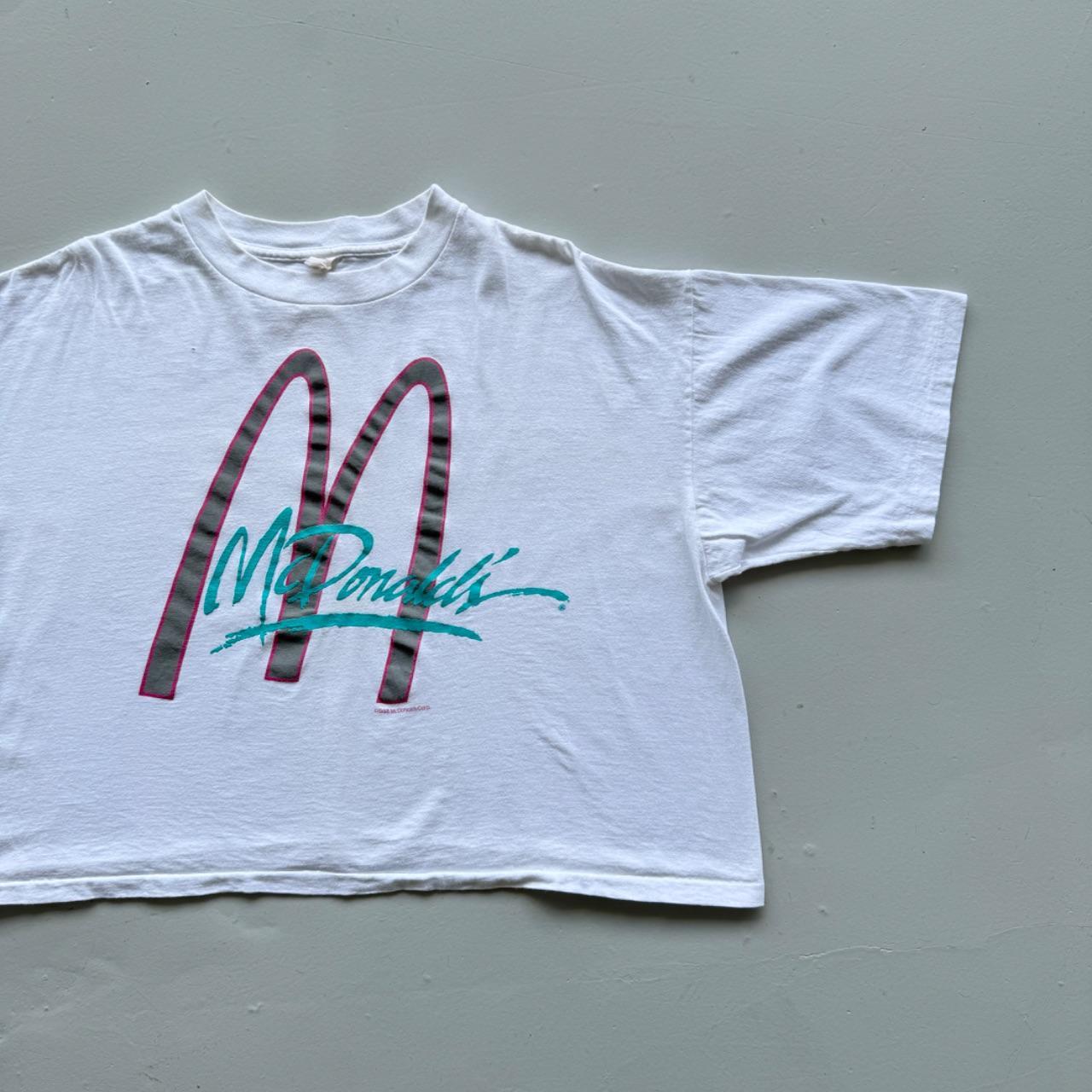 White McDonald's 80s Cropped Vintage T-shirt - Large