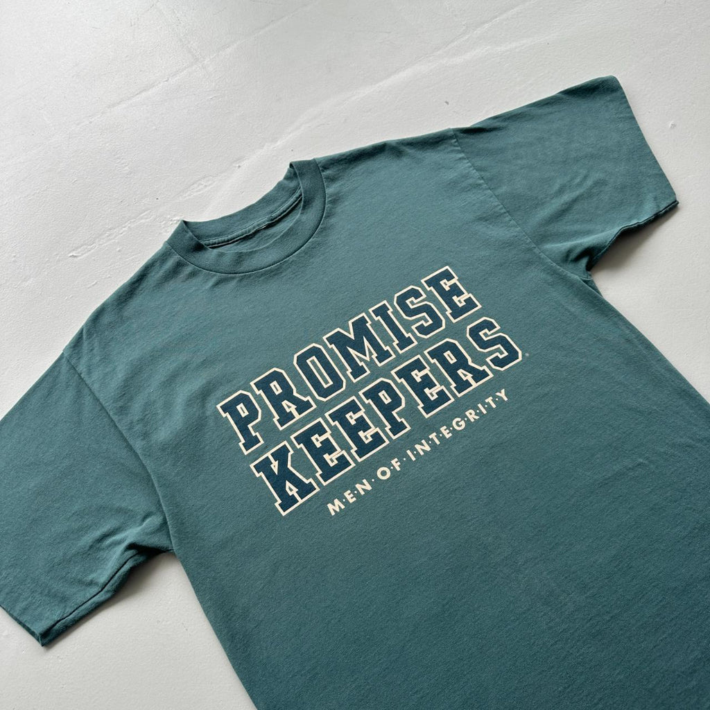 Teal Blue Promise Keepers Slogan 90s Vintage T-shirt - Medium