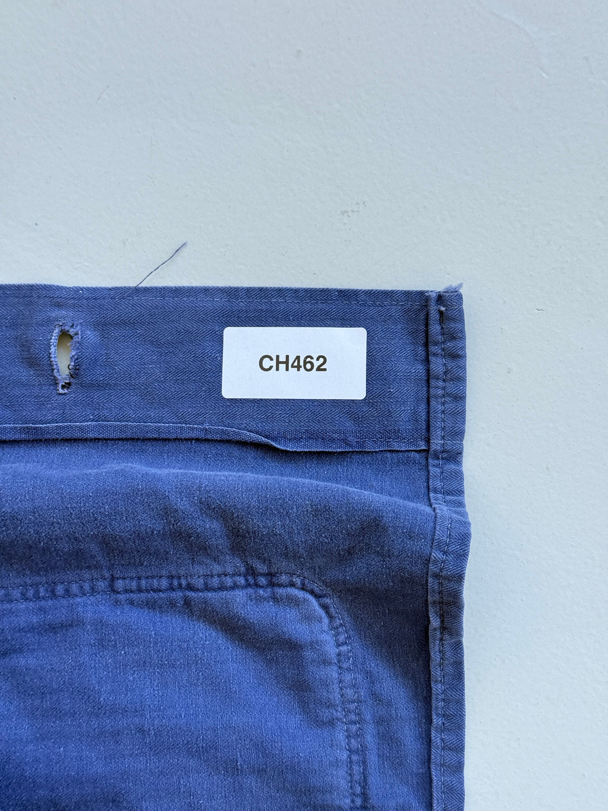 Faded Blue French Herringbone 1970s Vintage Workwear Chore Jacket CH462 - Small