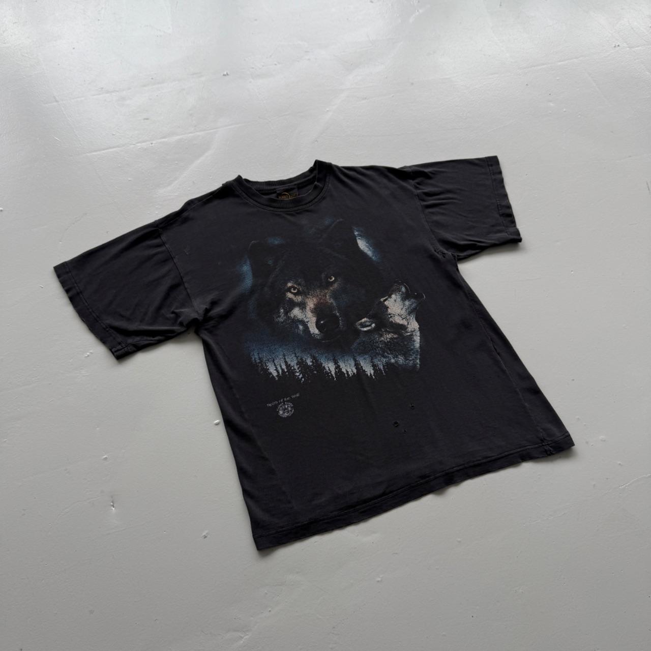 Black Wolf 90s Vintage Graphic T-Shirt - Medium