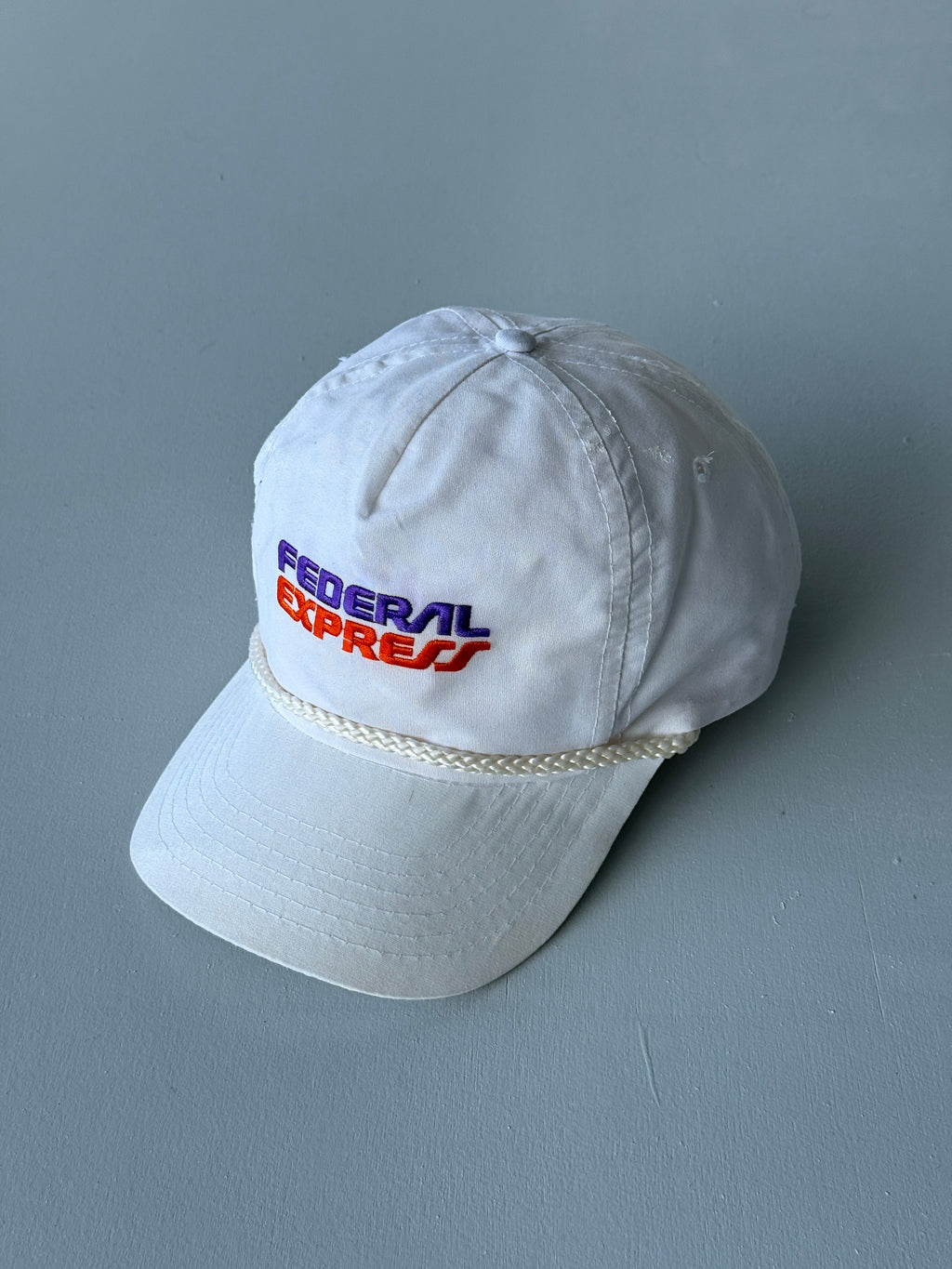 White Federal Express 90's Vintage SnapBack Trucker Cap