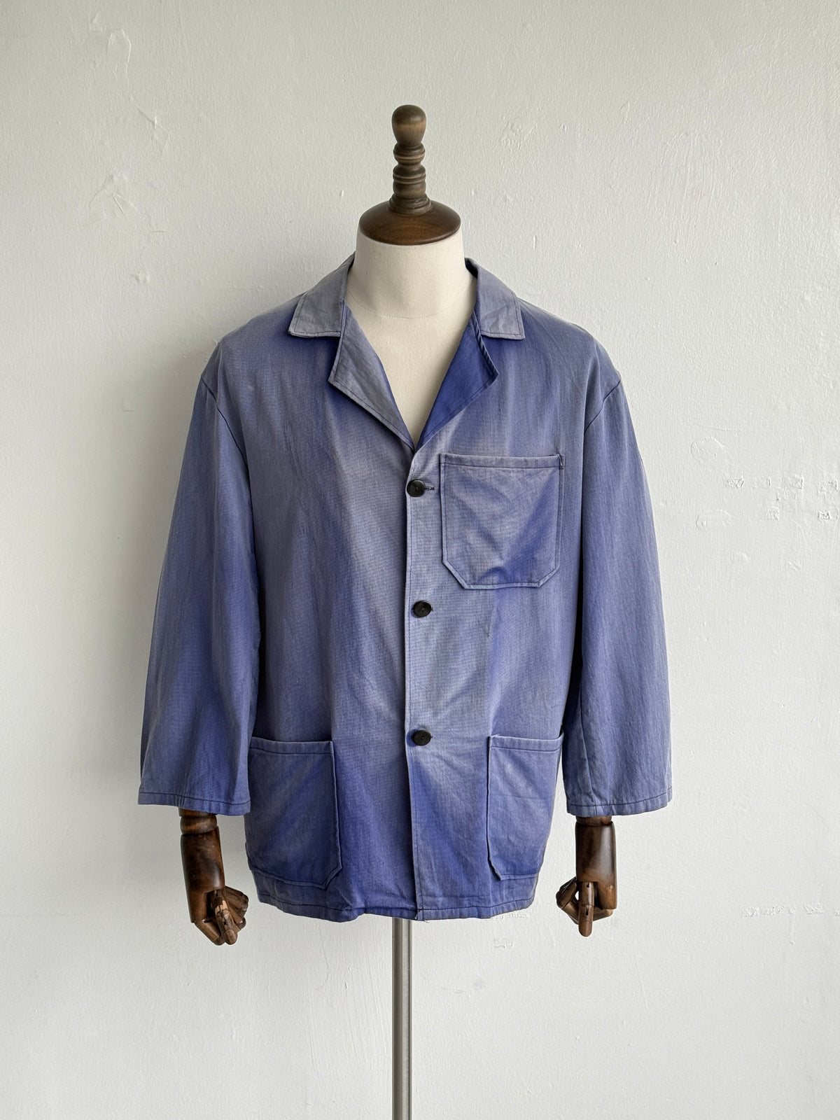 Faded Blue French 1970's Vintage Workwear Chore Jacket CH389 - Small
