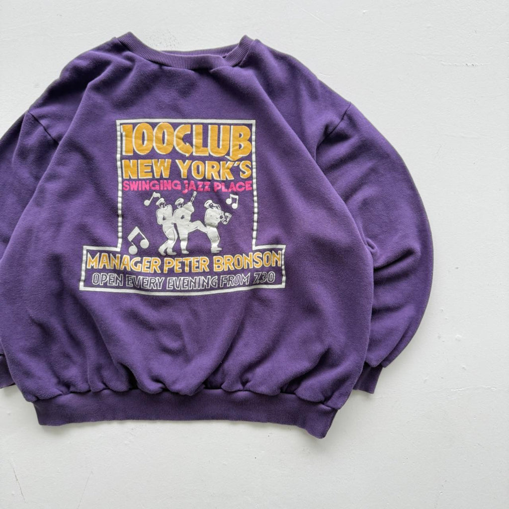 Purple 100 Club New York Jazz 80’s Vintage Graphic Sweatshirt - XL