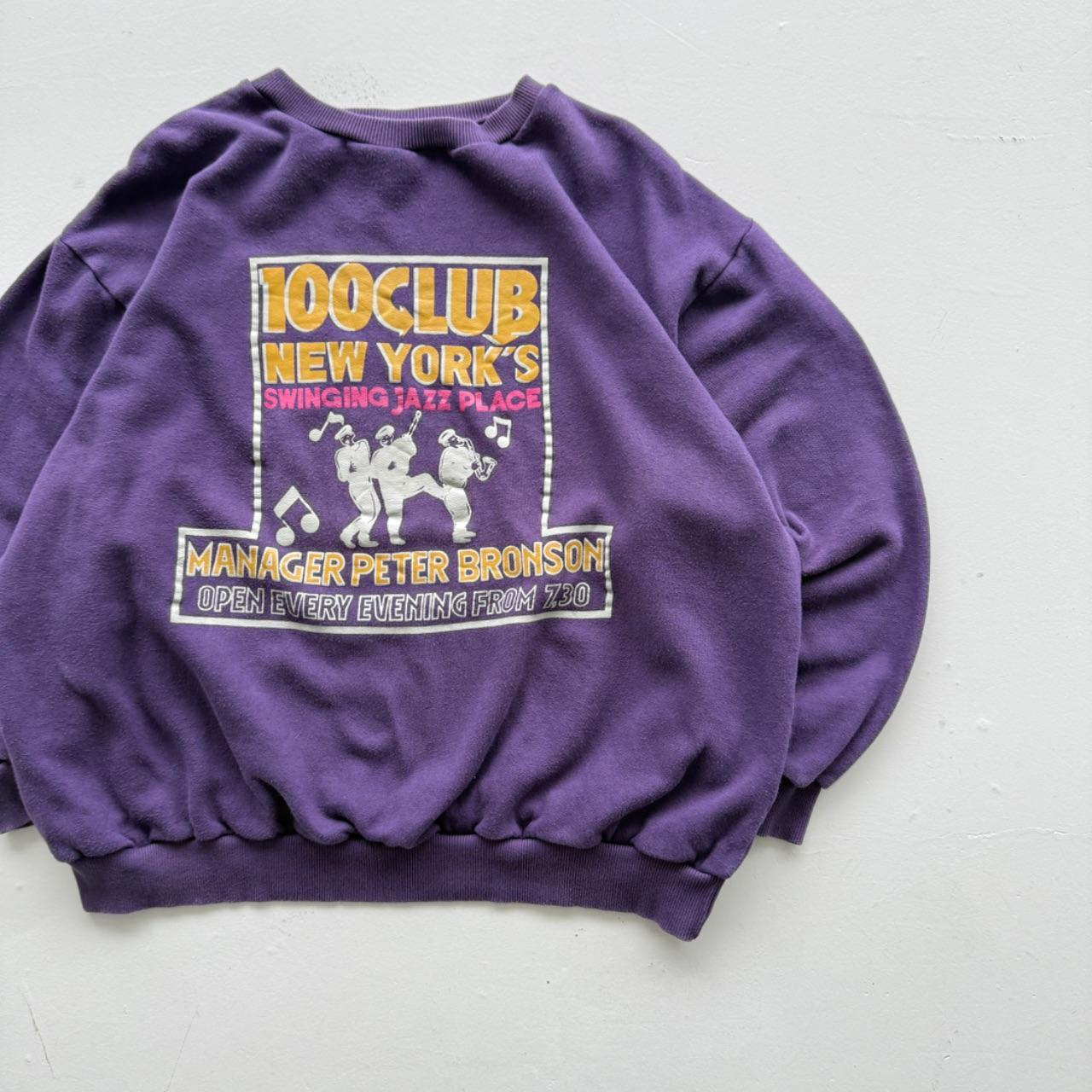 Purple 100 Club New York Jazz 80’s Vintage Graphic Sweatshirt - XL