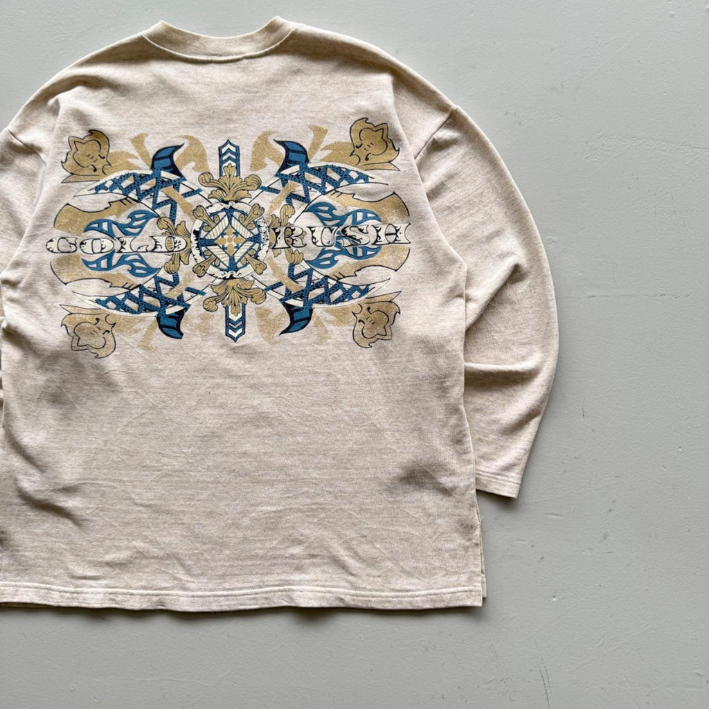 Cream Gold Rush 90’s Vintage Skate Style Sweatshirt - Medium