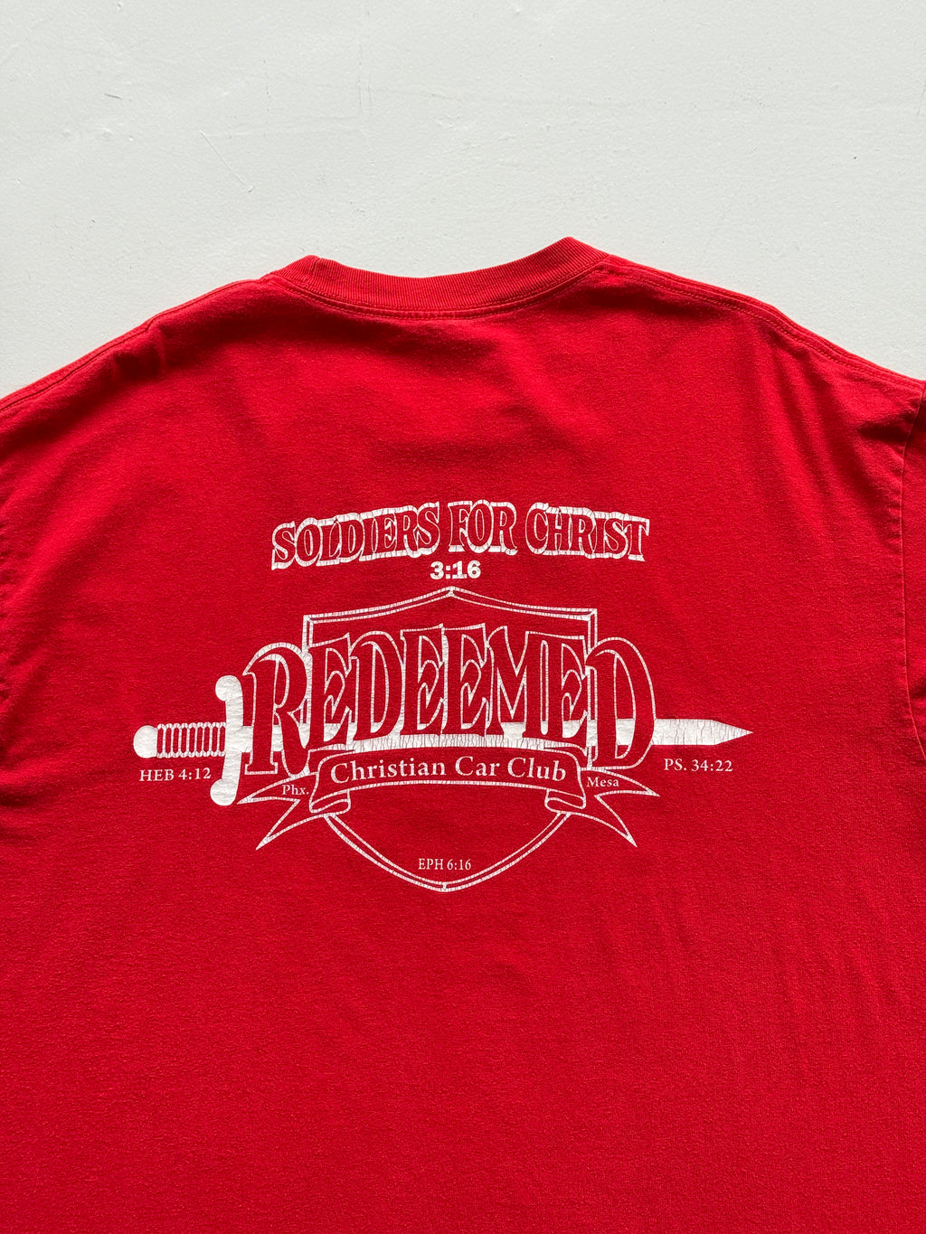 Red Redeem Christian Car Club 90's Vintage Graphic T-Shirt - XL