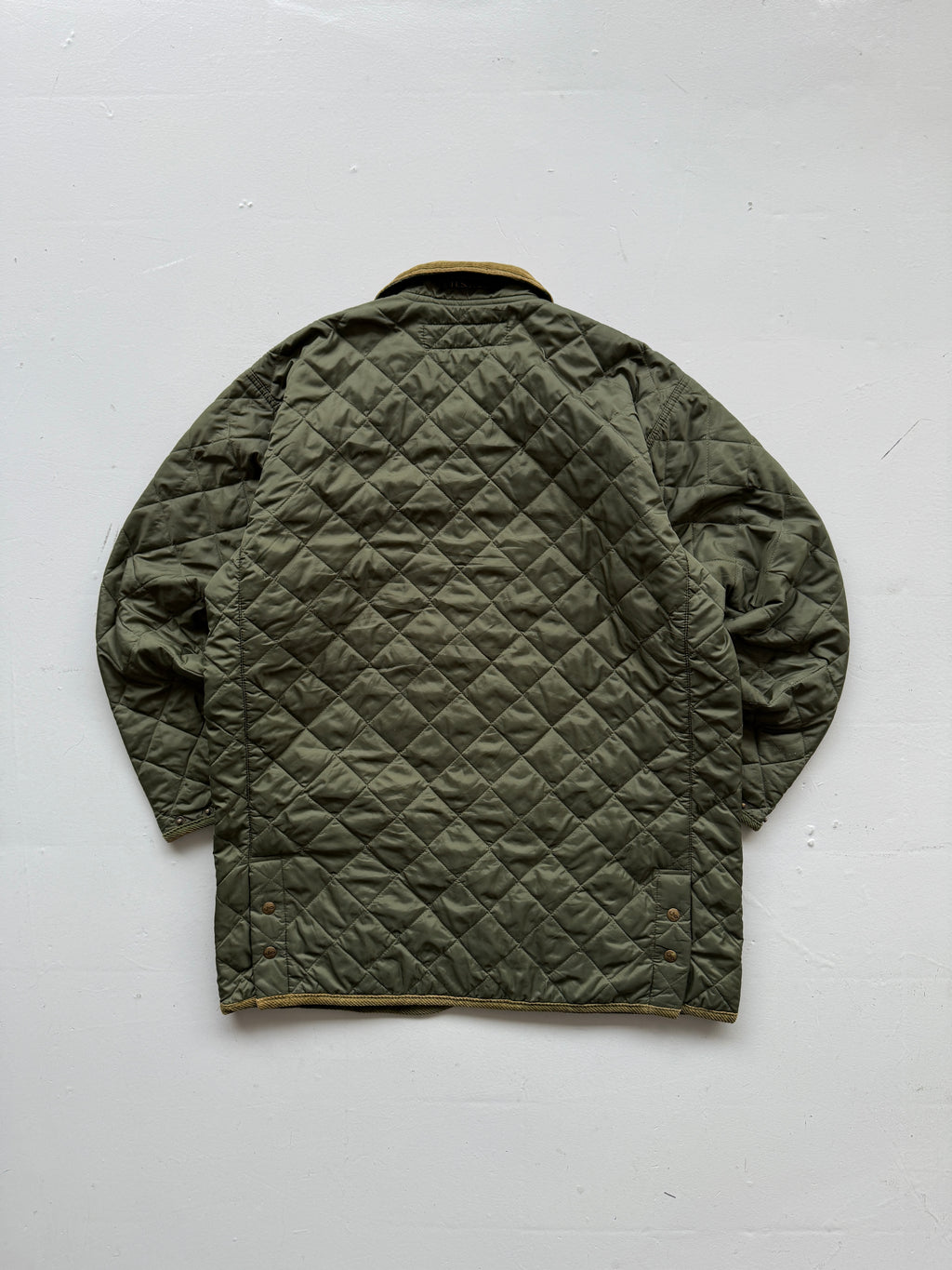 Green Quilted Check 80's Vintage Military Style Jacket - XL