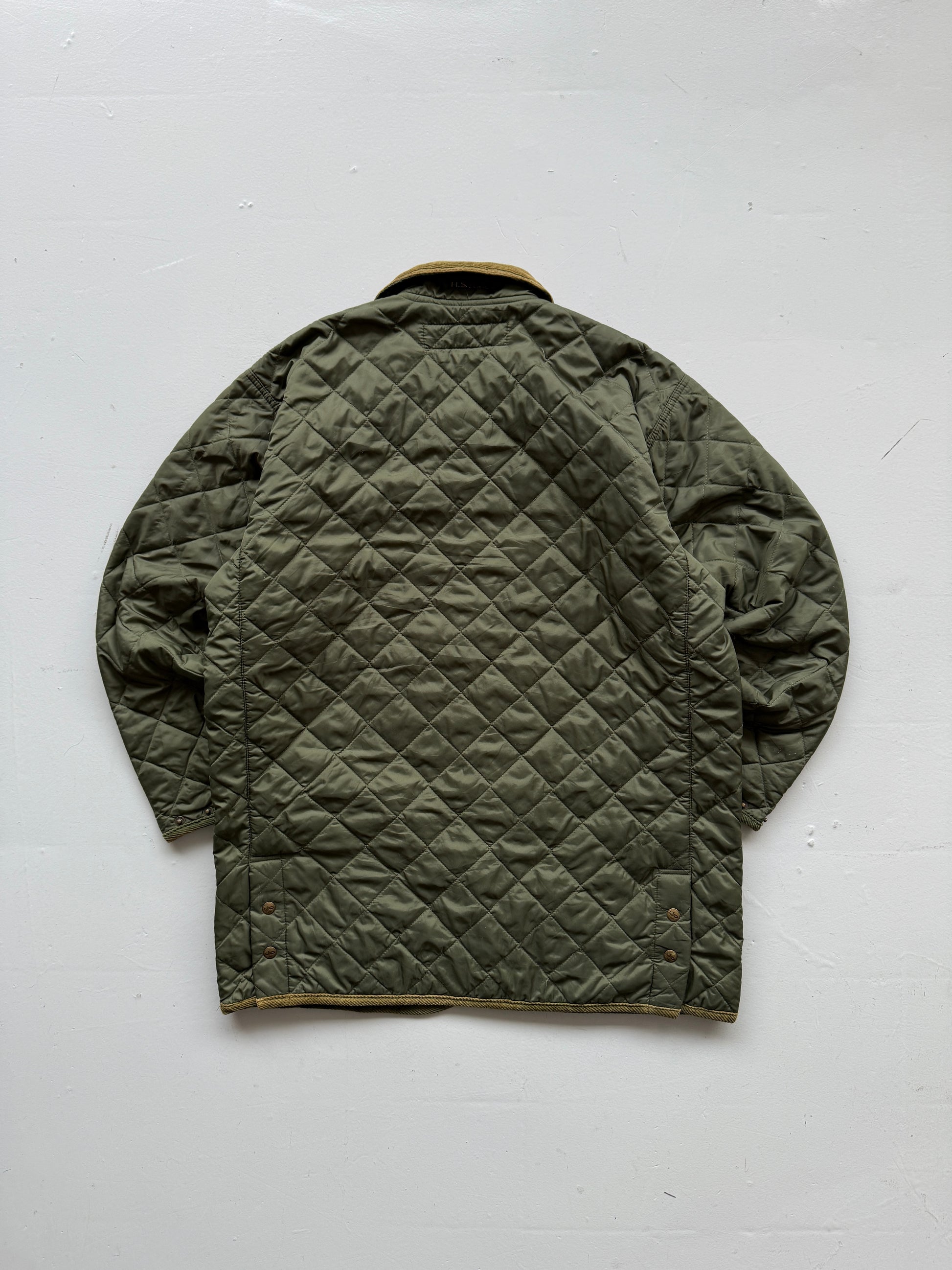 Green Quilted Check 80's Vintage Military Style Jacket - XL