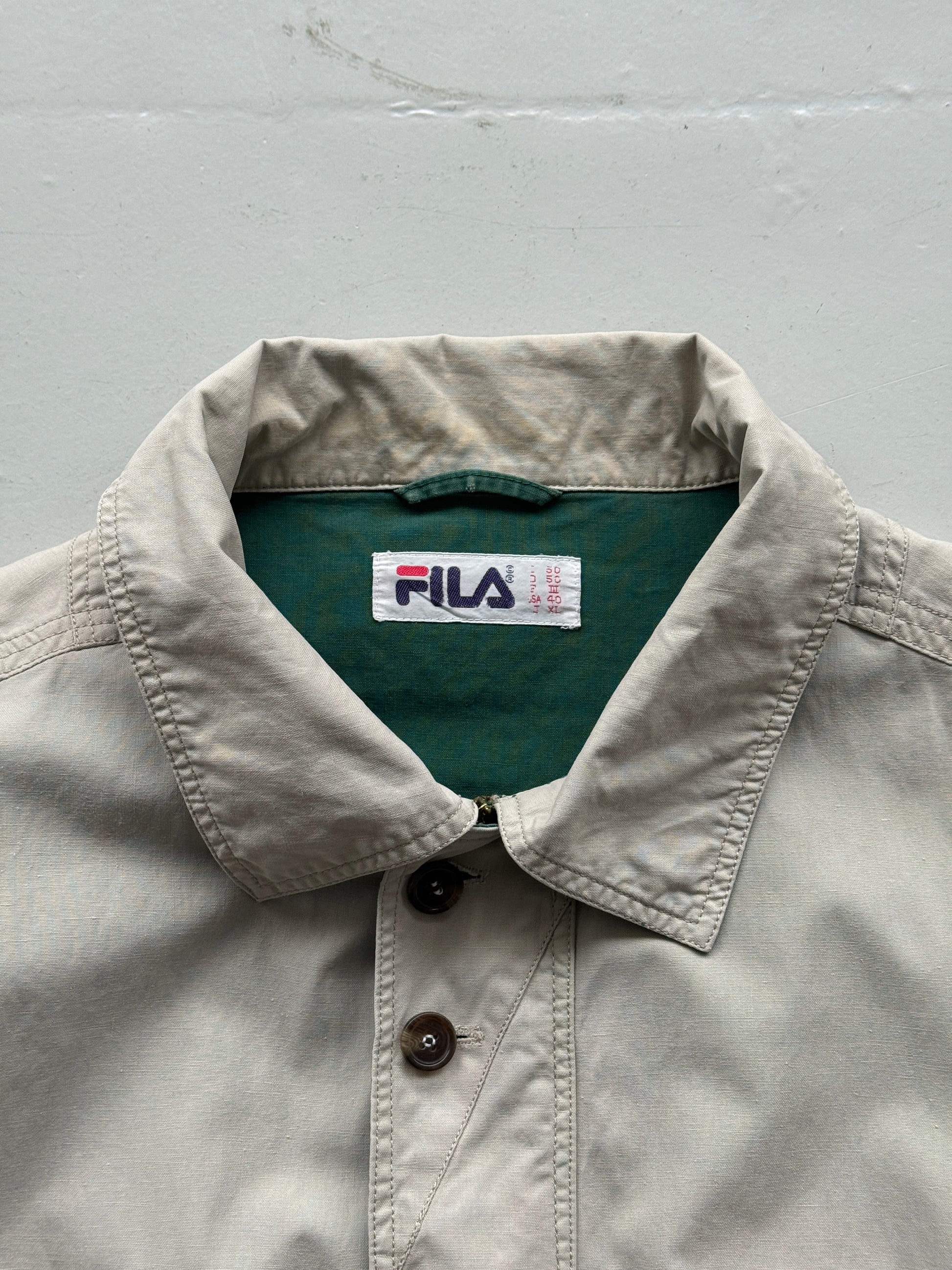 Cream Fila 00's Vintage Barn Field Jacket - Large