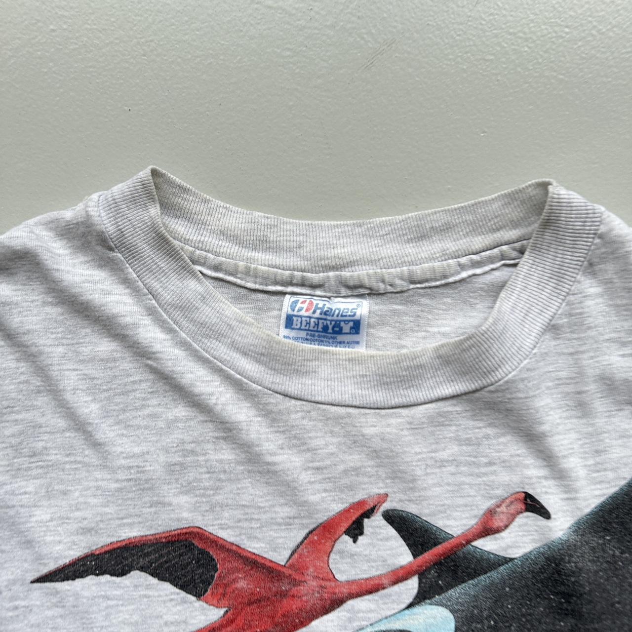 White Nature Animal 80s Vintage Graphic T-Shirt - XL