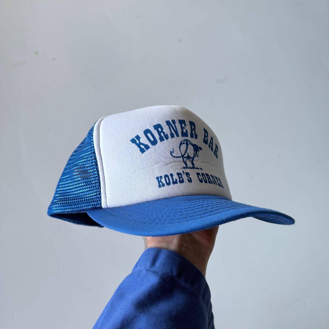Blue and White Korner Bar Vintage Foam and Mesh SnapBack Trucker Cap