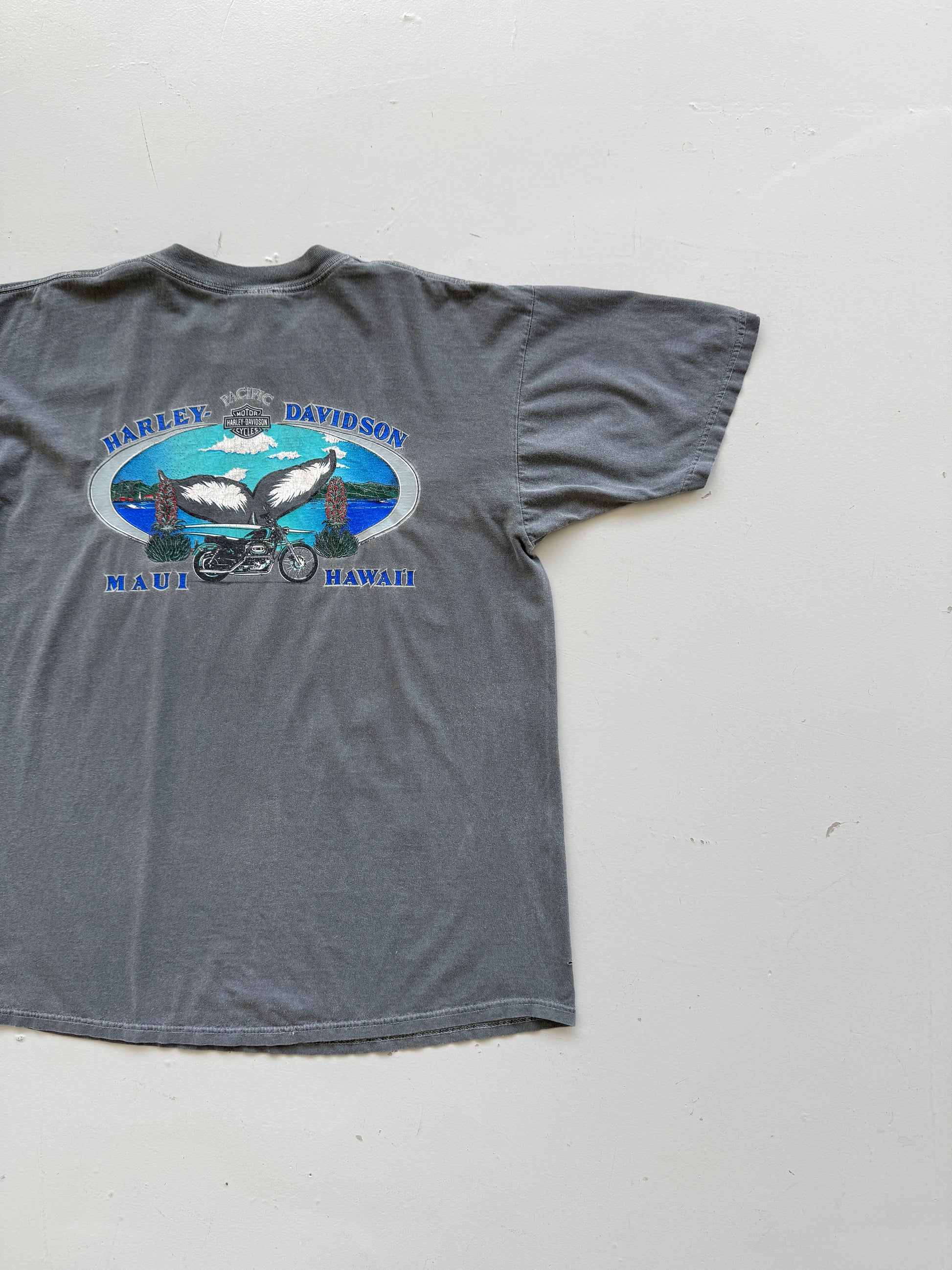 Grey Harley Davidson 90's Vintage Sun Faded Graphic T-Shirt - XL