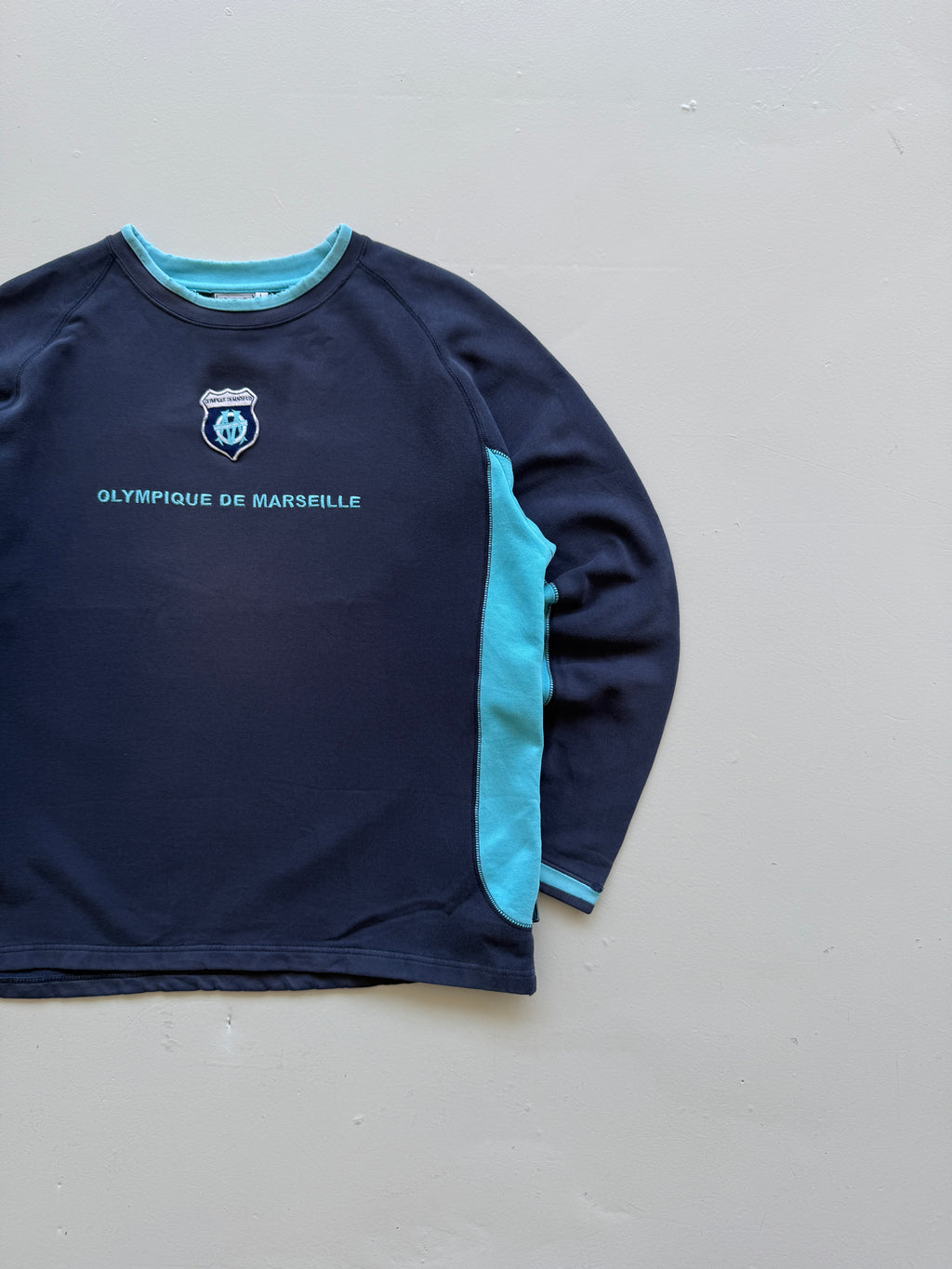 Navy Blue Olympique de Marseille 90's Vintage Football Sweatshirt - Medium