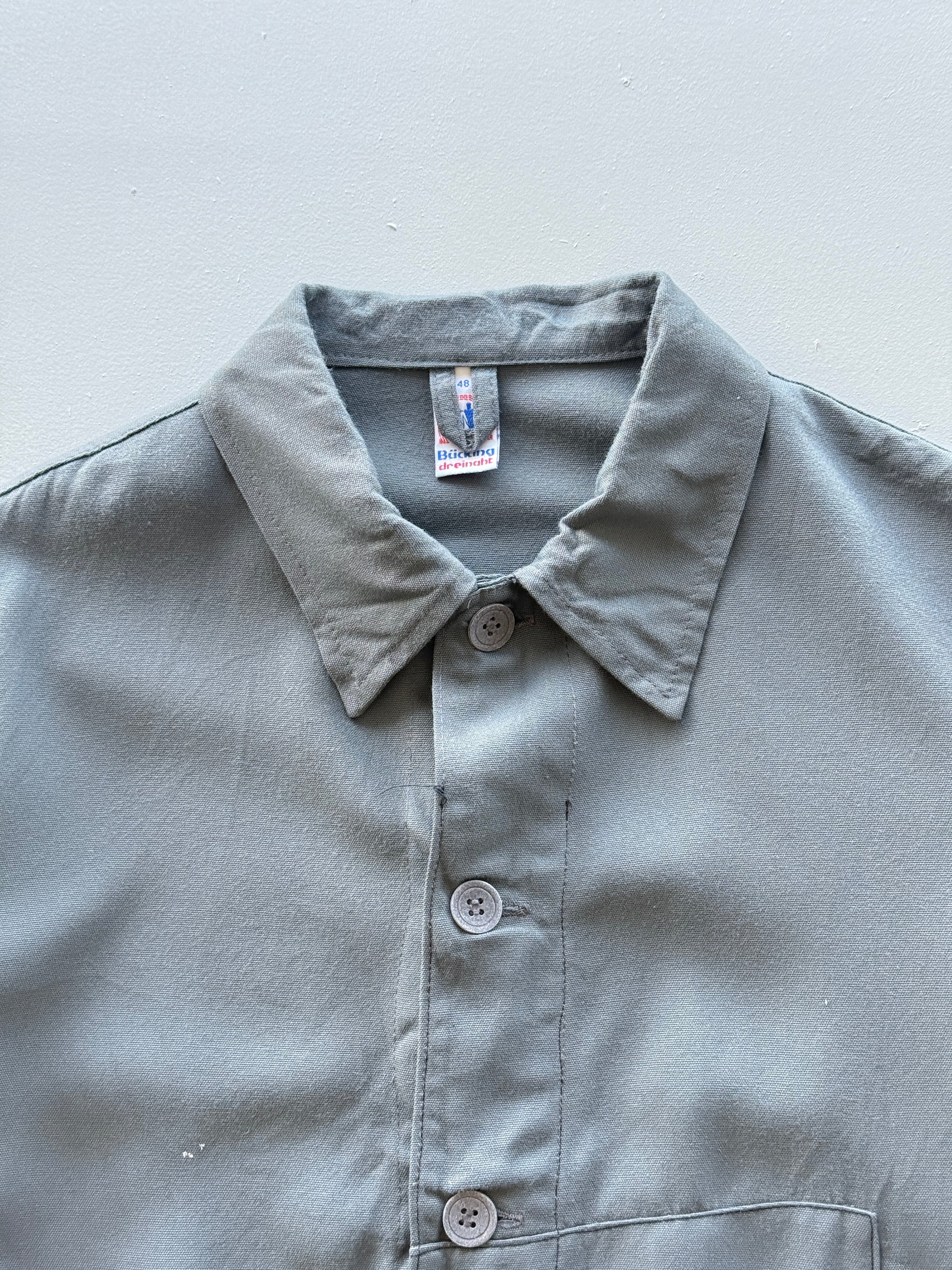 Grey Thrashed French Chore Jacket 90's Vintage Workwear CH318 - Small