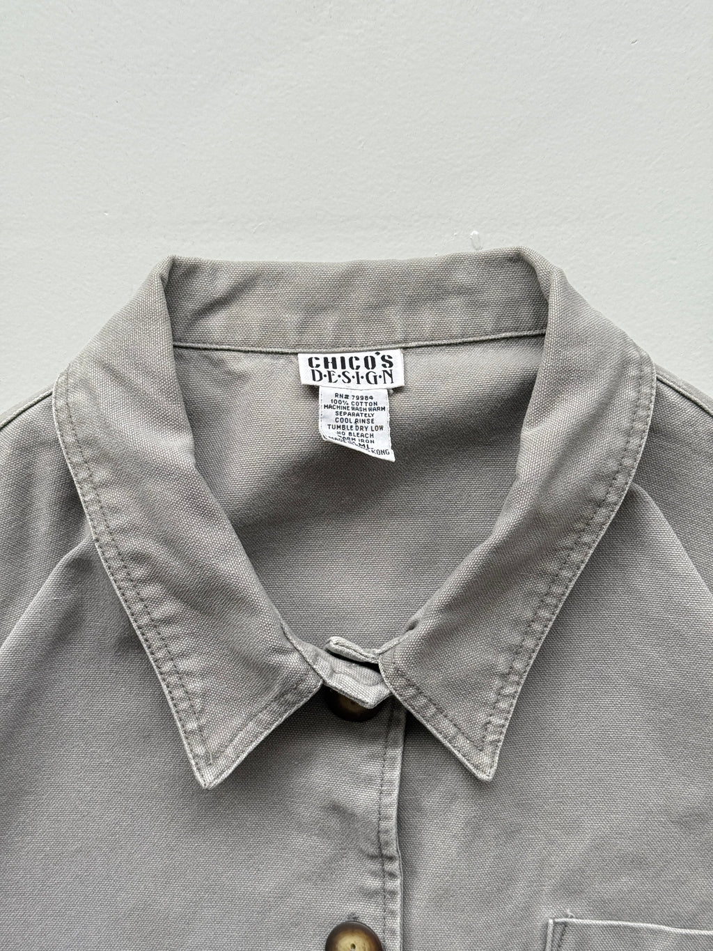 Grey Canvas Chore Jacket 90's Vintage French Workwear CH139 - Large
