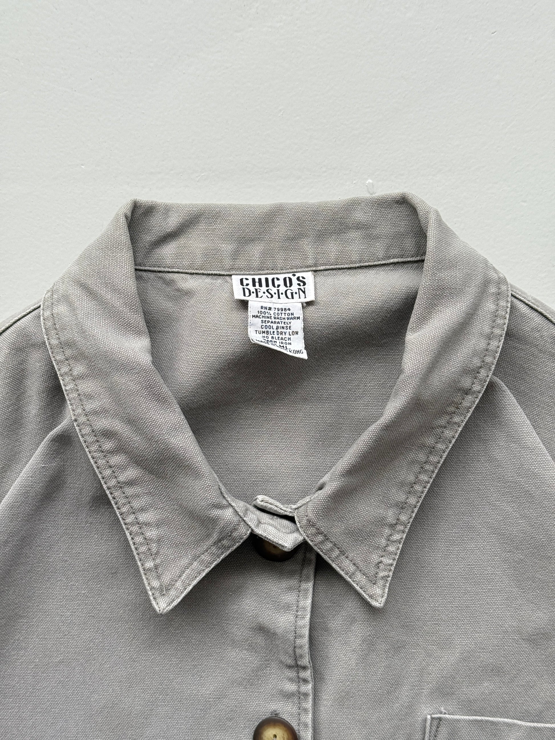 Grey Canvas Chore Jacket 90's Vintage French Workwear CH139 - Large