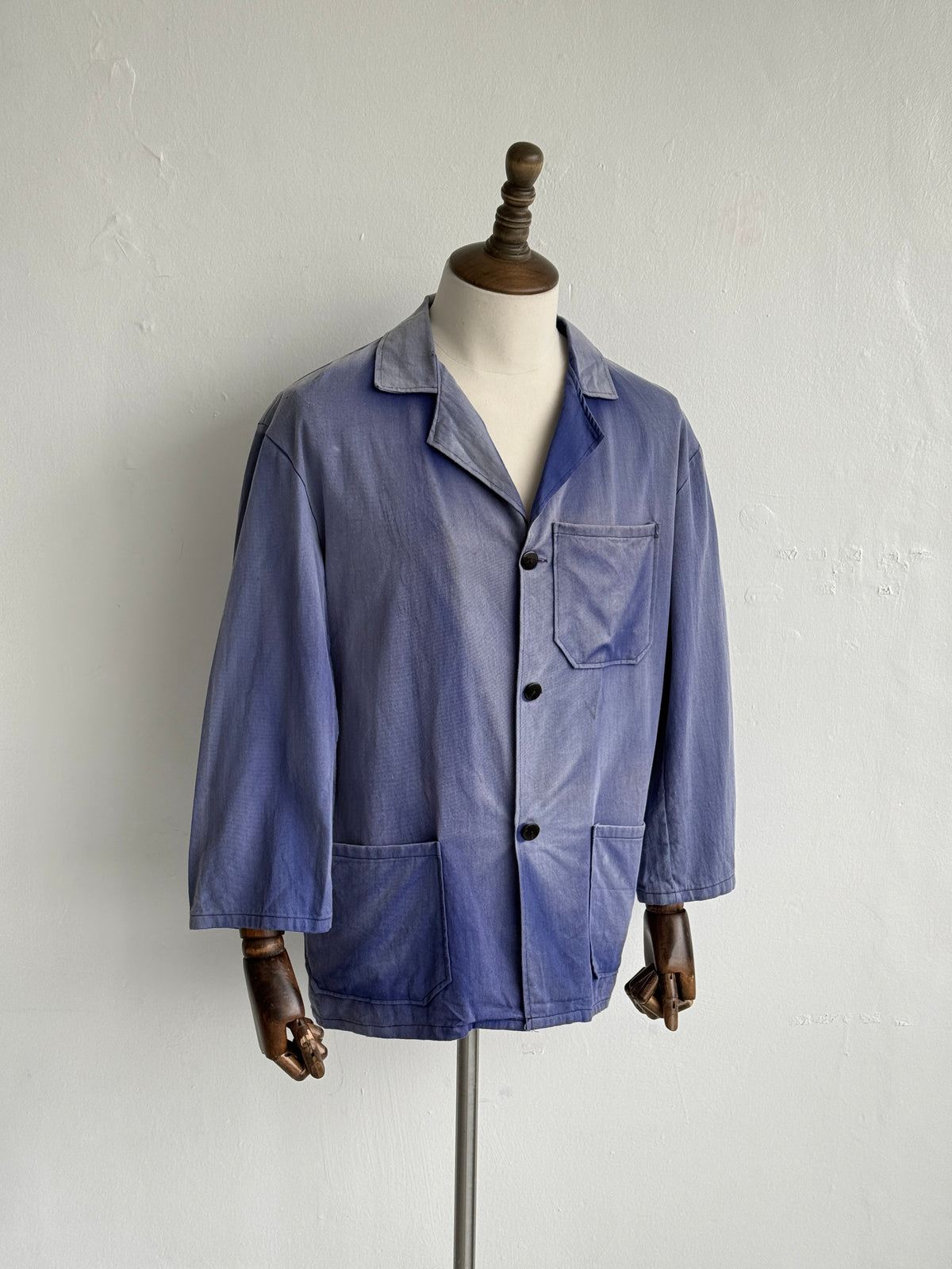 Faded Blue French 1970's Vintage Workwear Chore Jacket CH389 - Small