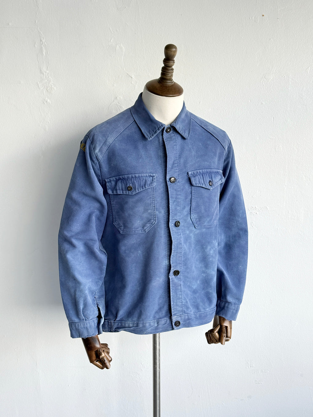Blue French Moleskin 1950s Vintage Workwear Chore Jacket CH490 - Medium