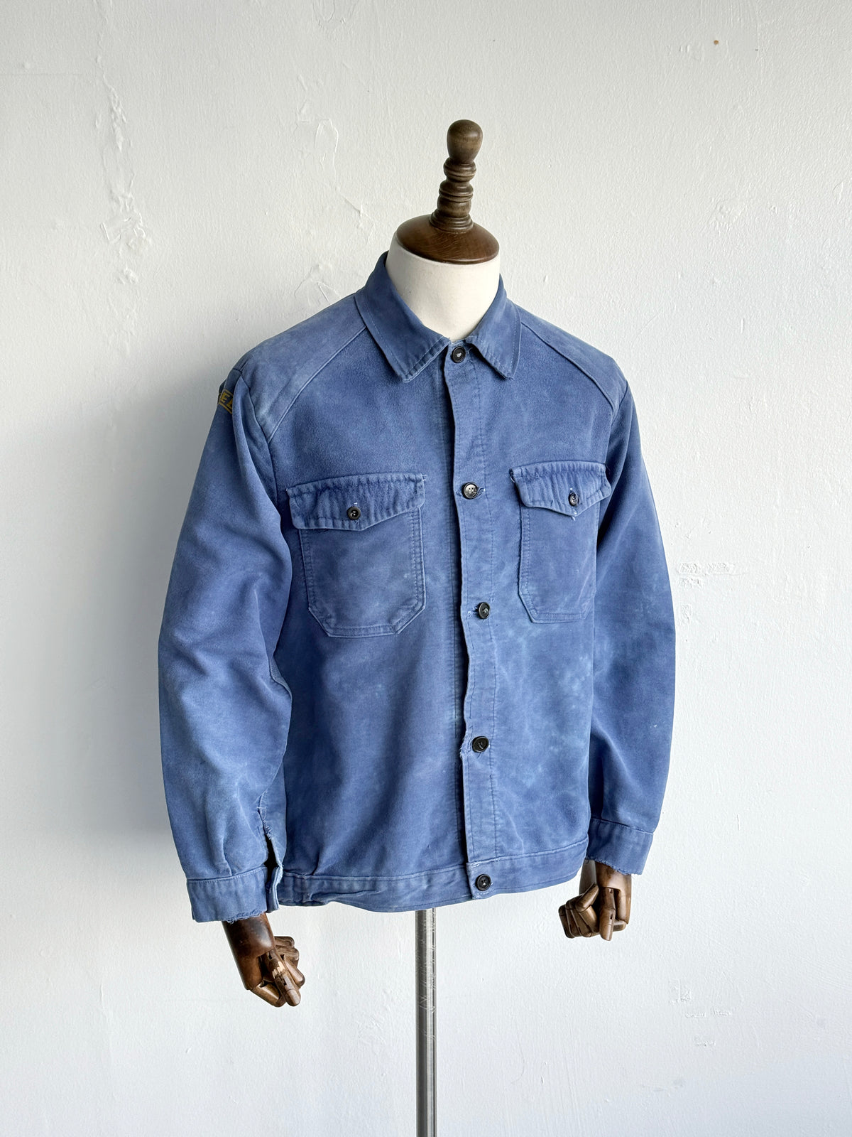 Blue French Moleskin 1950s Vintage Workwear Chore Jacket CH490 - Medium