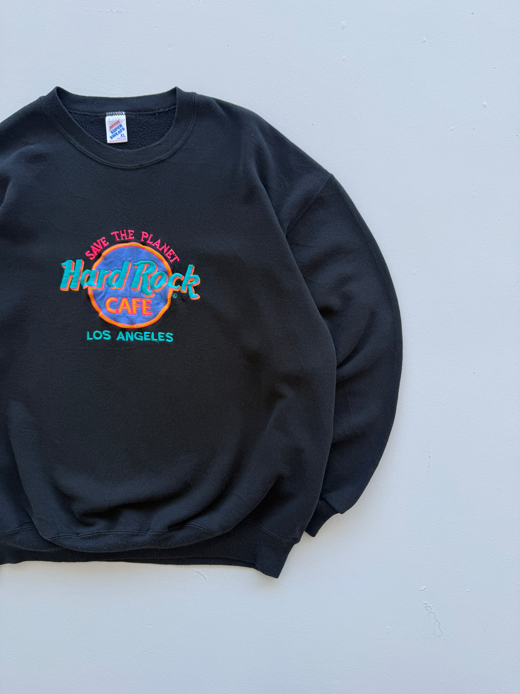 Black Hard Rock Cafe Los Angles 90's Vintage Graphic Sweatshirt Jumper - Large