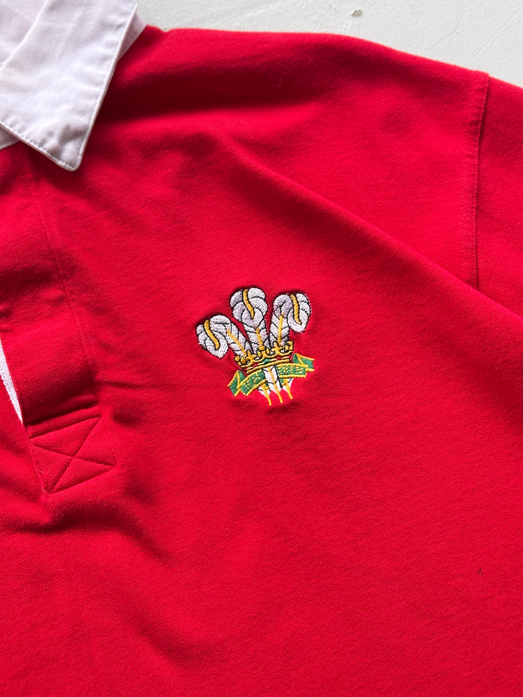 Red Wales 90's Vintage Long Sleeve Rugby Union Jersey Polo - Large