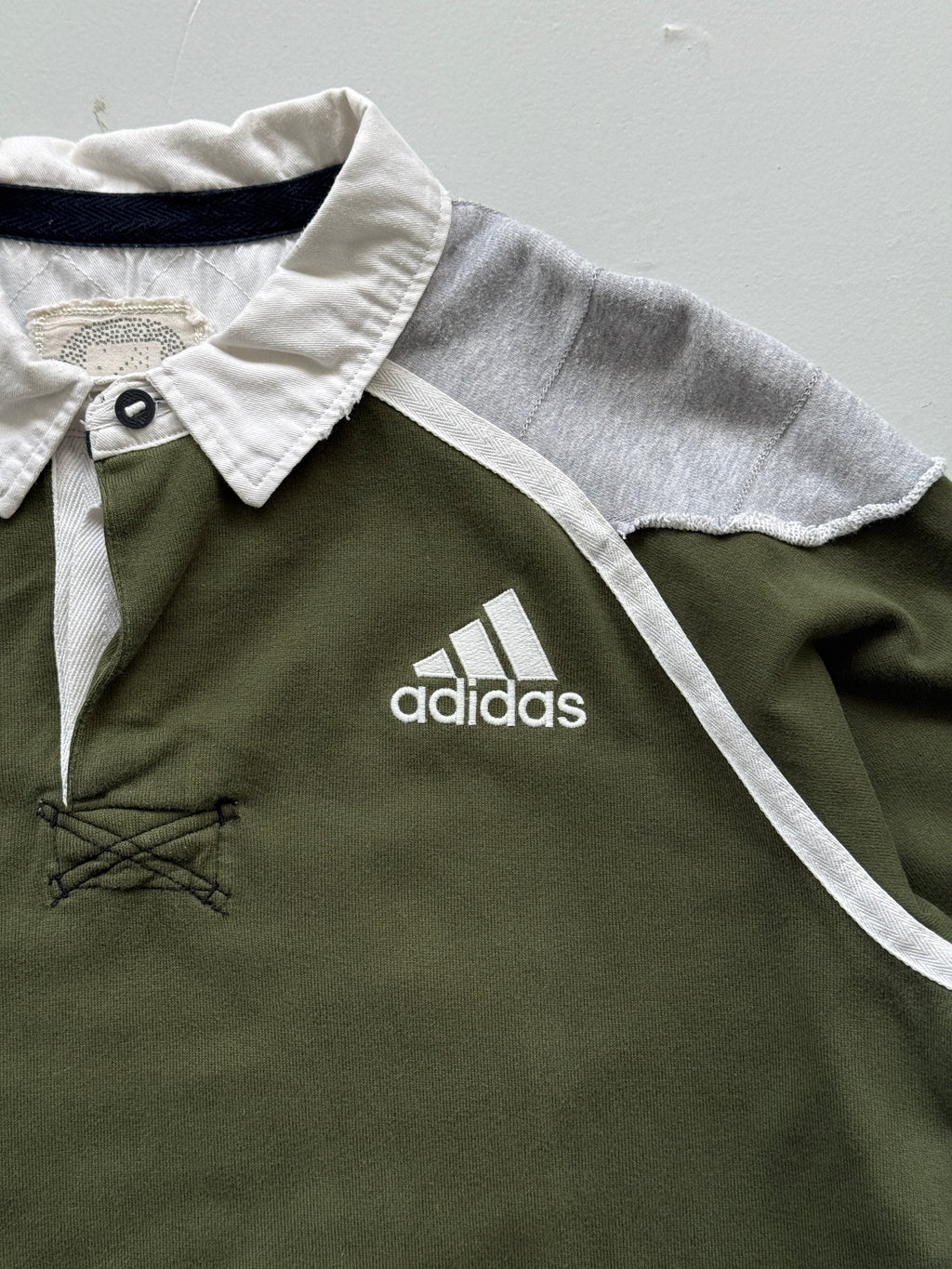 Adidas Olive Green & Grey 00's Vintage Rugby Polo Shirt - XL