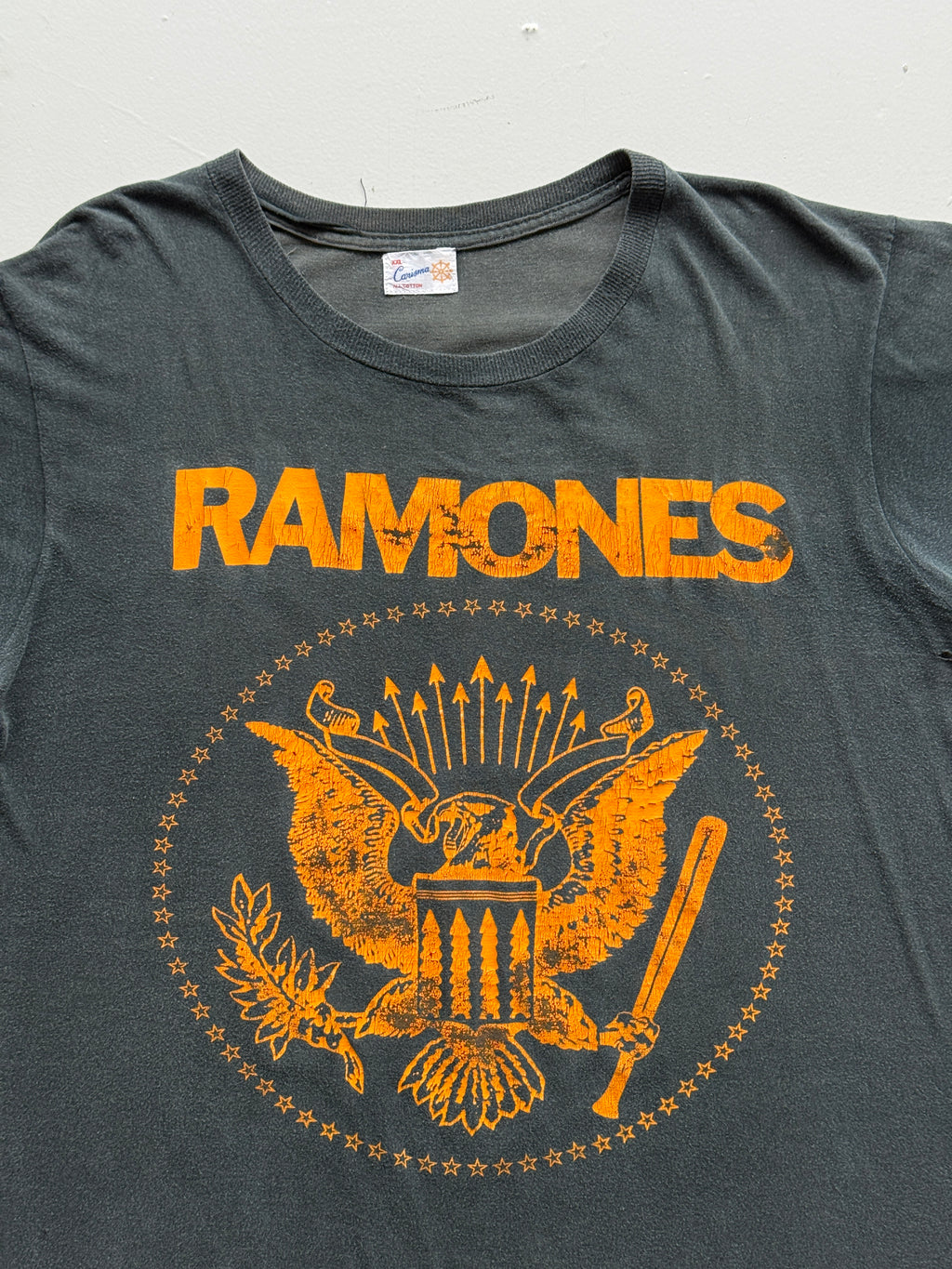 Black Ramones European Tour 80's Vintage Graphic T-Shirt - Large
