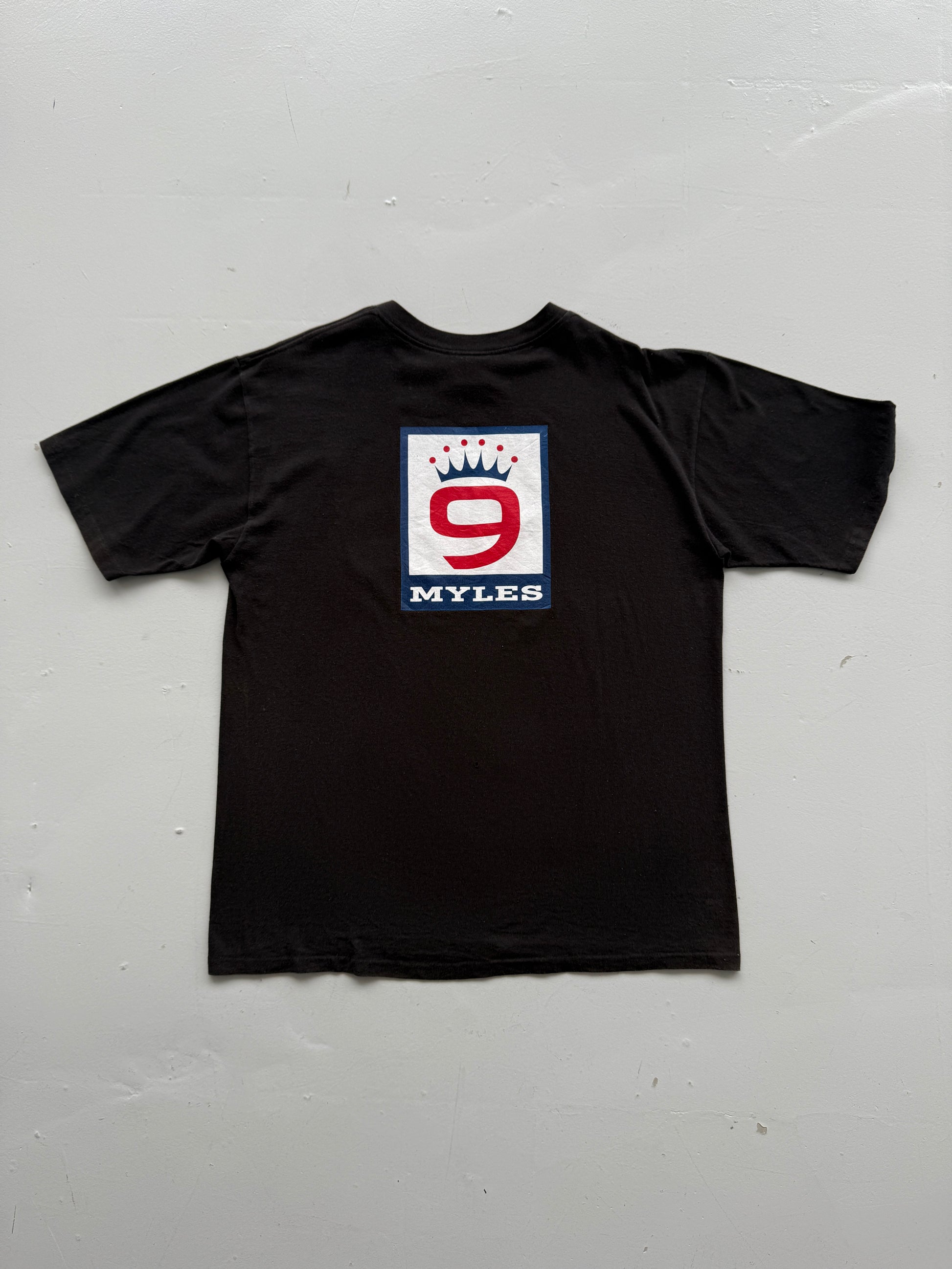 Black Myles 9 90's Vintage Single Stitch Graphic T-Shirt - XL