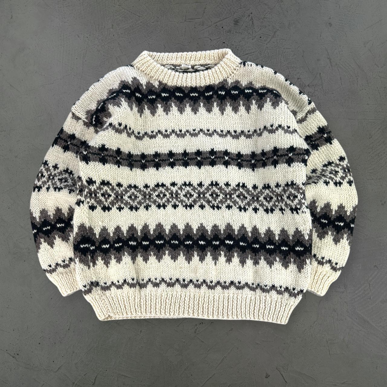 Hand Knit 90's Woollen Nepalese Sweatshirt - XL