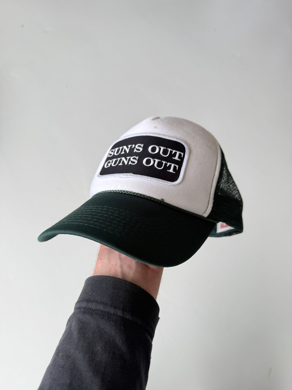 Green Suns Out Guns Out Vintage Foam and Mesh SnapBack Trucker Cap
