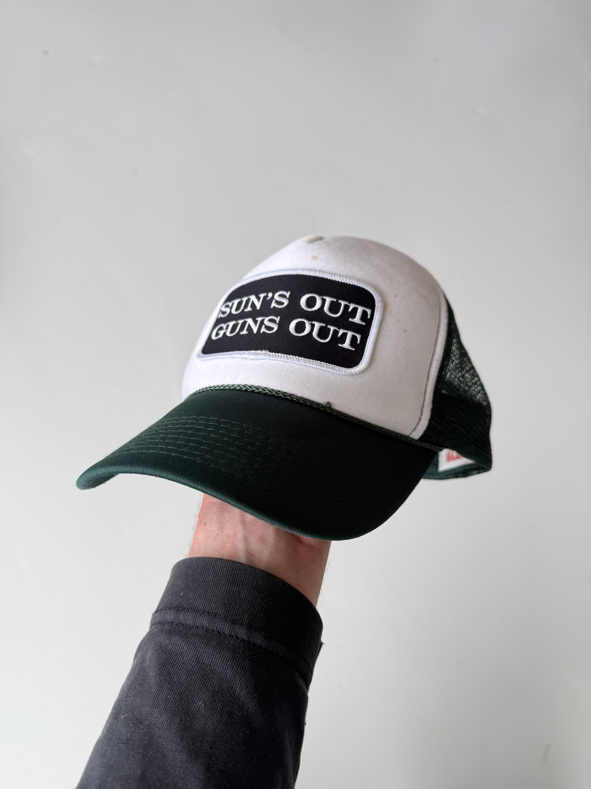 Green Suns Out Guns Out Vintage Foam and Mesh SnapBack Trucker Cap