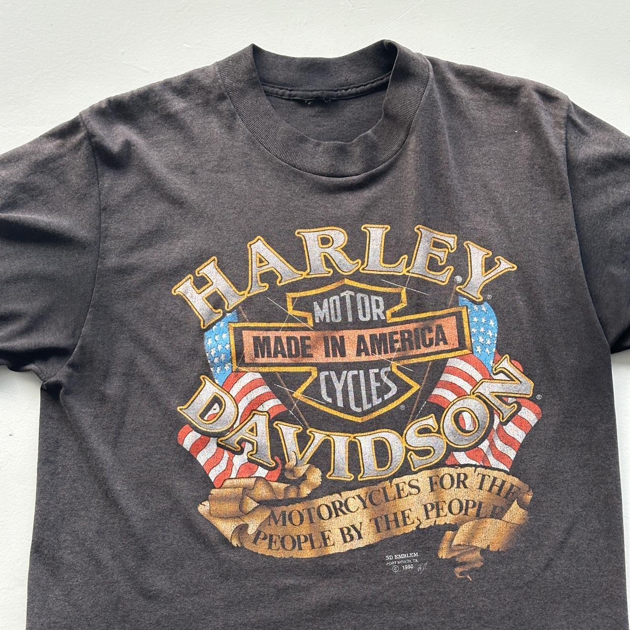 Black Harley Davidson 3D Emblem Rare 90’s Vintage T-shirt - Medium