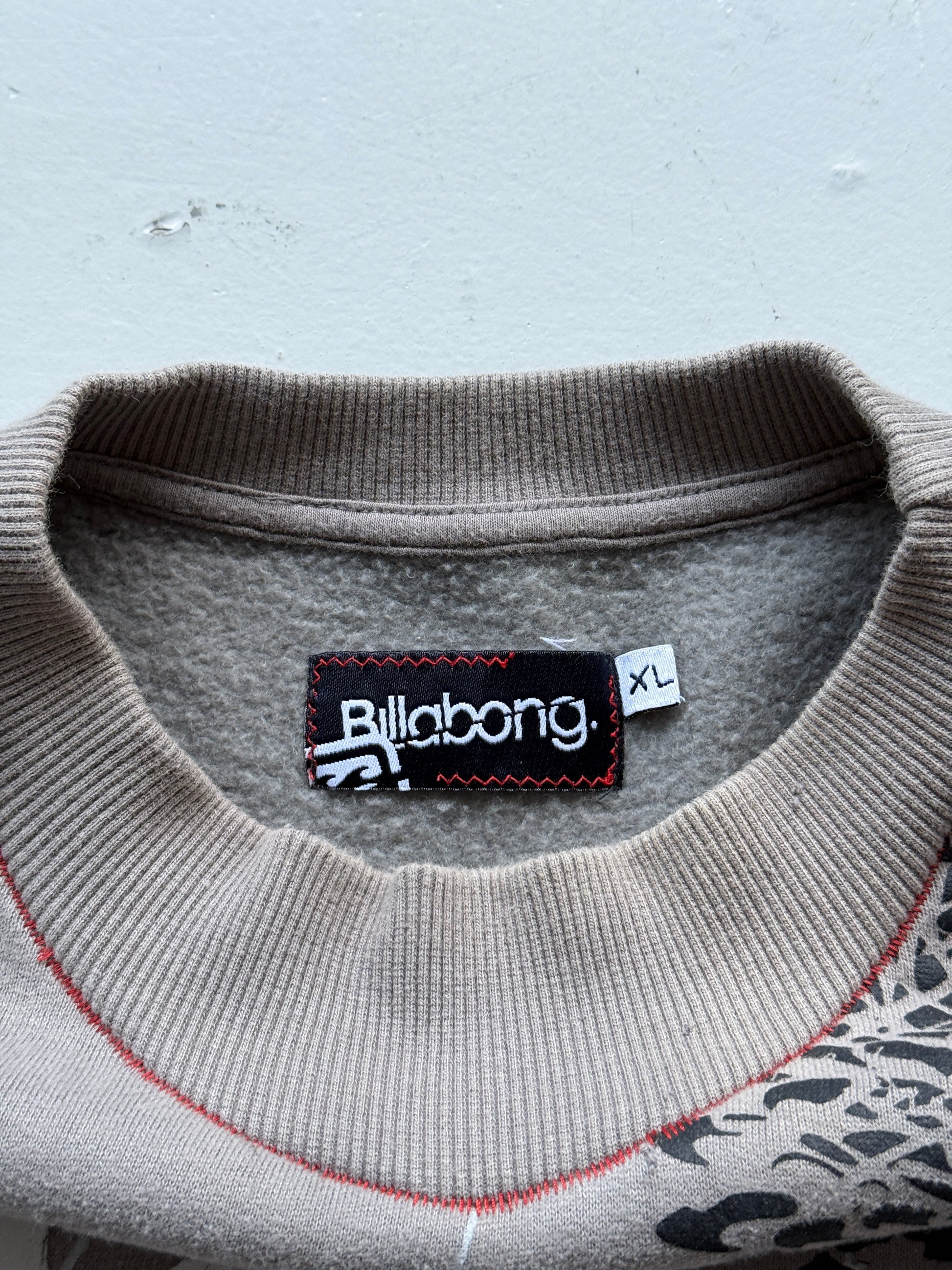 Beige Billabong 00's Vintage Y2K Surfer Graphic Sweatshirt Jumper - XL