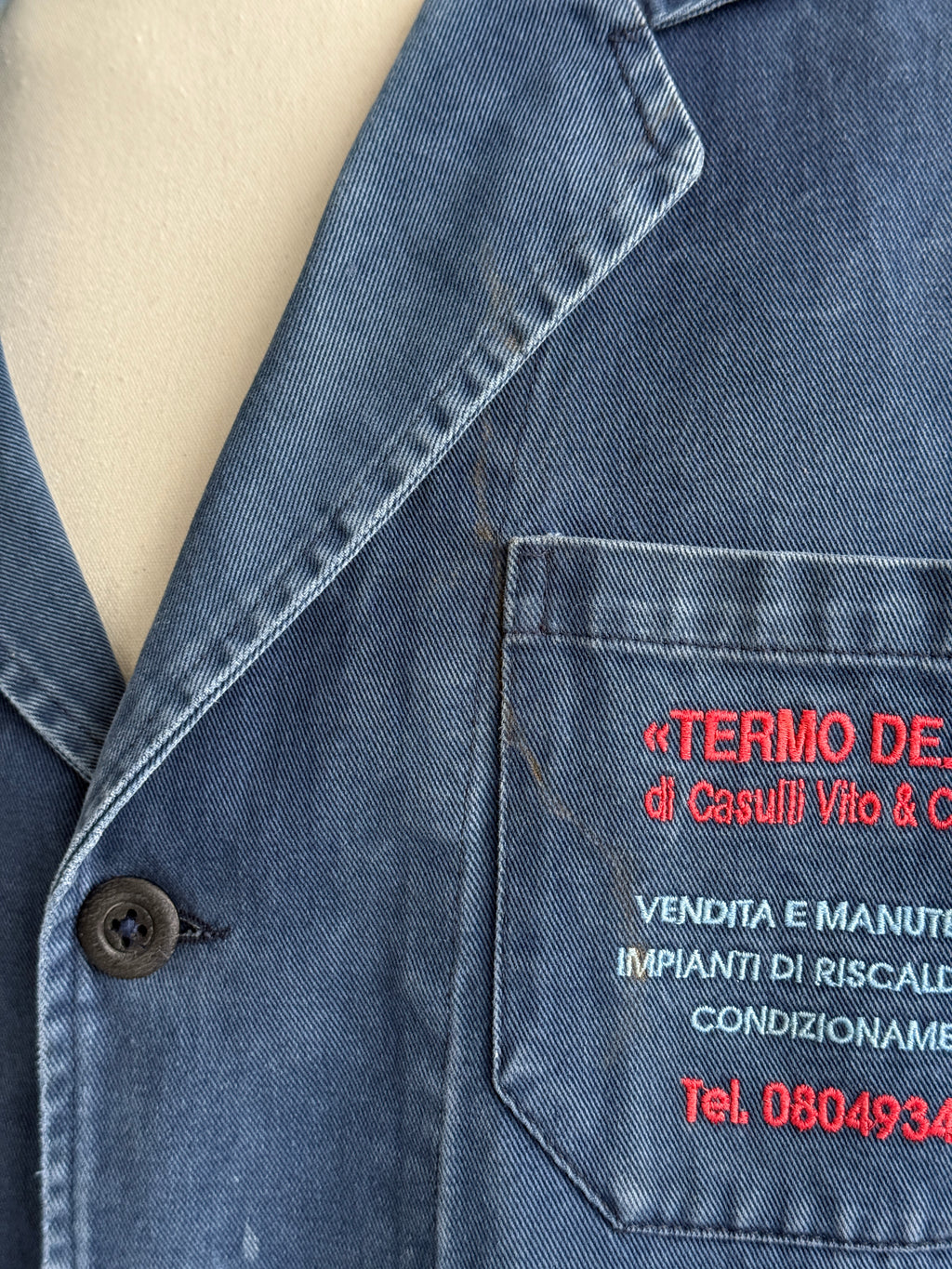 Faded Blue Italian Made 90's Vintage Workwear Chore Jacket CH450 - Medium