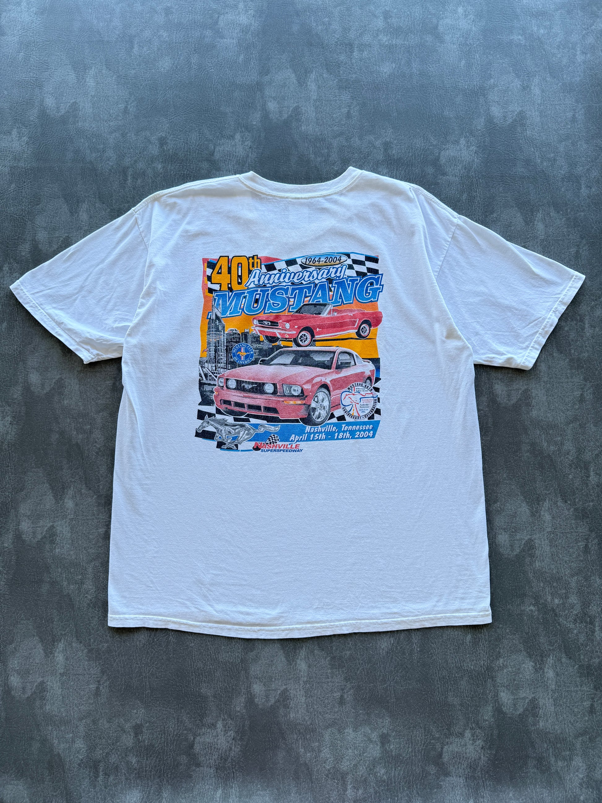 White Mustang Club 40th Anniversary Car Meet 2004 Vintage Graphic T-Shirt - XL