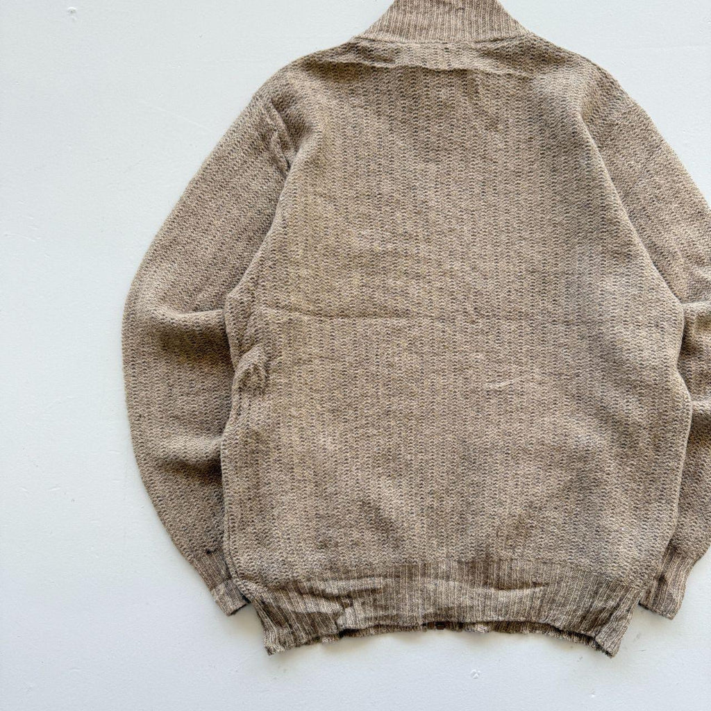 Beige L.L.Bean Full Zip Knitted Jacket 90s Knit Jumper - XXL