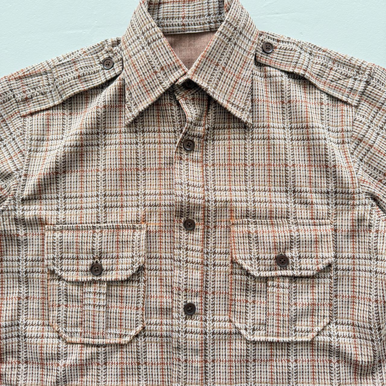 Brown Checkered Vintage 70's Shirt - Medium
